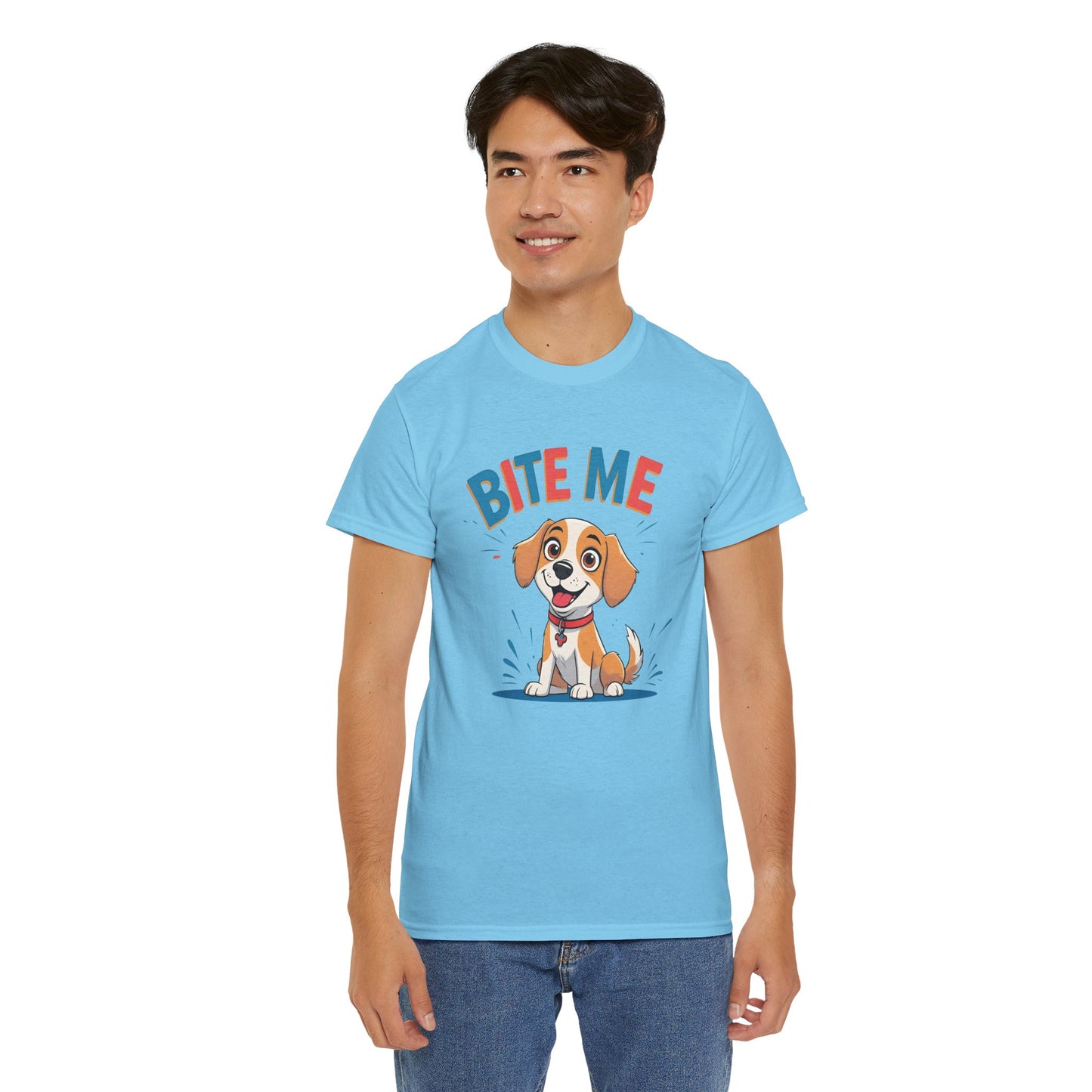 Playful Dog Lover Tee, Bite Me Unisex Cotton T-Shirt for Dog Trainers, Funny Gift for Dog Lovers, Cute Dog Apparel