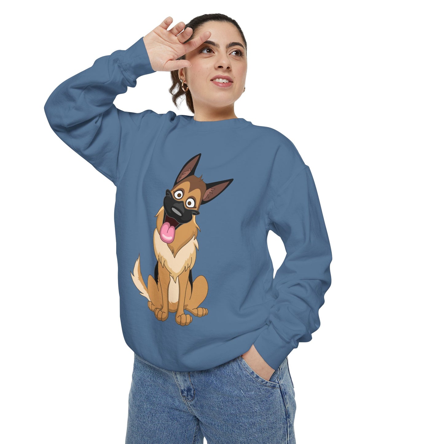 Funny Dog Cartoon Sweatshirt for Pet Lovers - Unisex Garment-Dyed Apparel