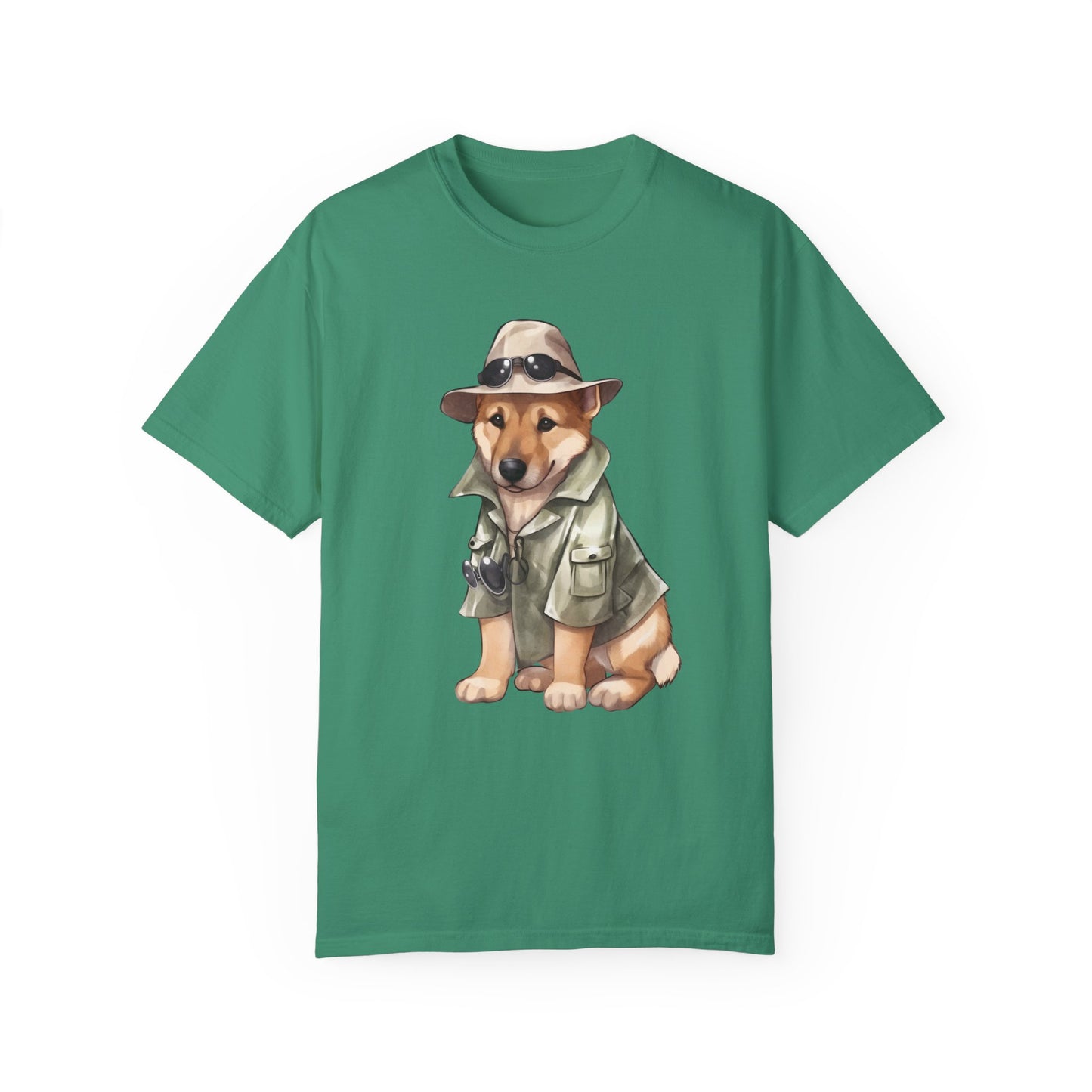 Unisex Dog Lover T-Shirt With a Graphic of German Shepherd Wearing Detector's Hat and Costume