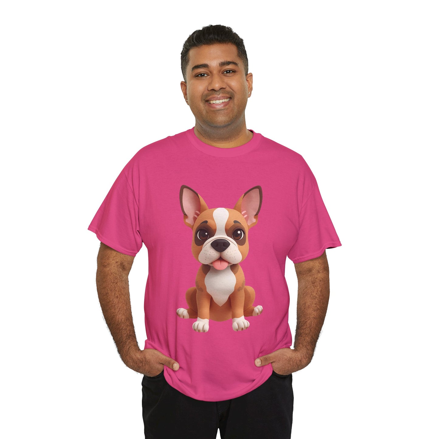 Cute 3D French Bulldog T-Shirt Unisex Heavy Cotton Tee, Dog Lover Gift