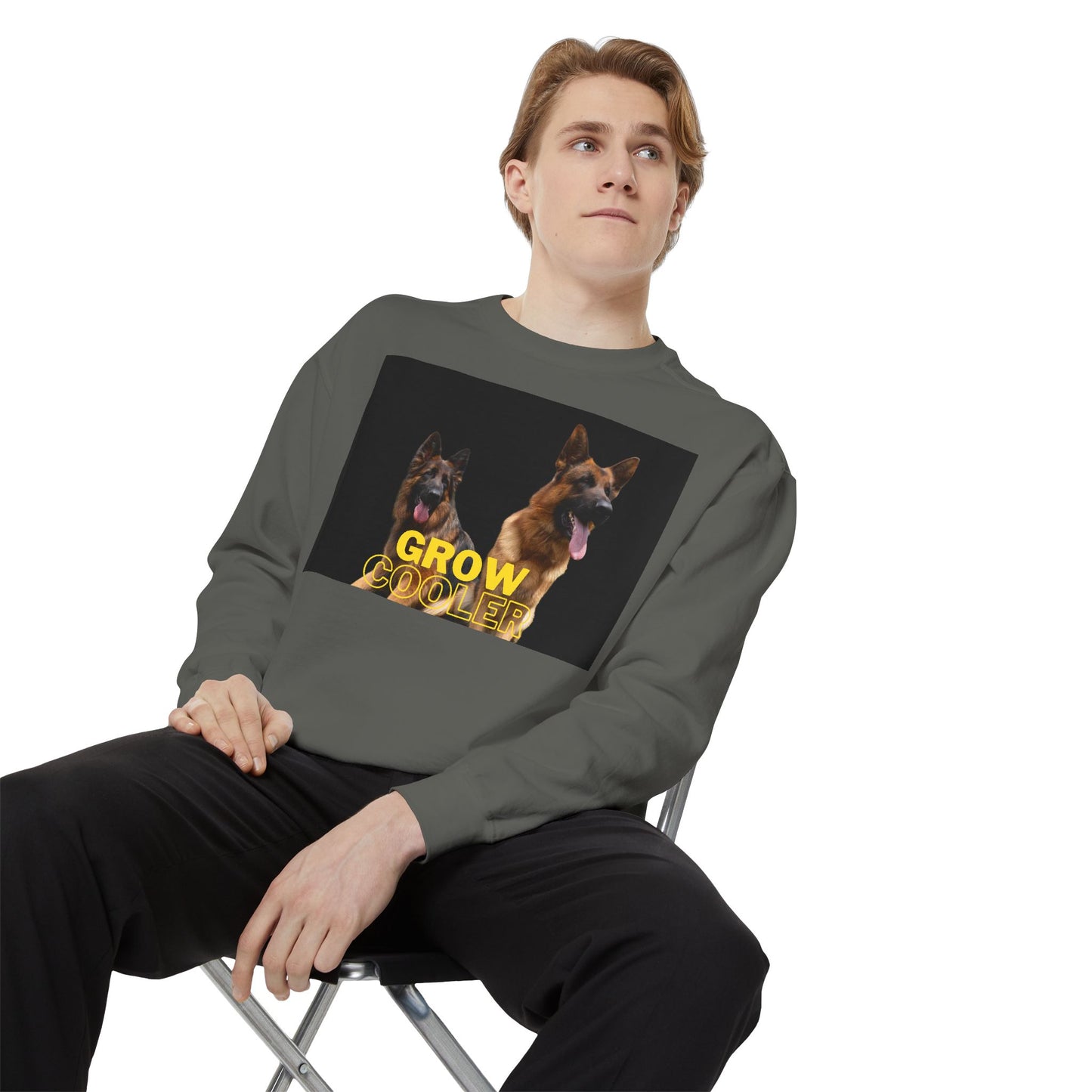 Unisex Dog Lover Sweatshirt With Two German Shepherds and Caption Grow Cooler