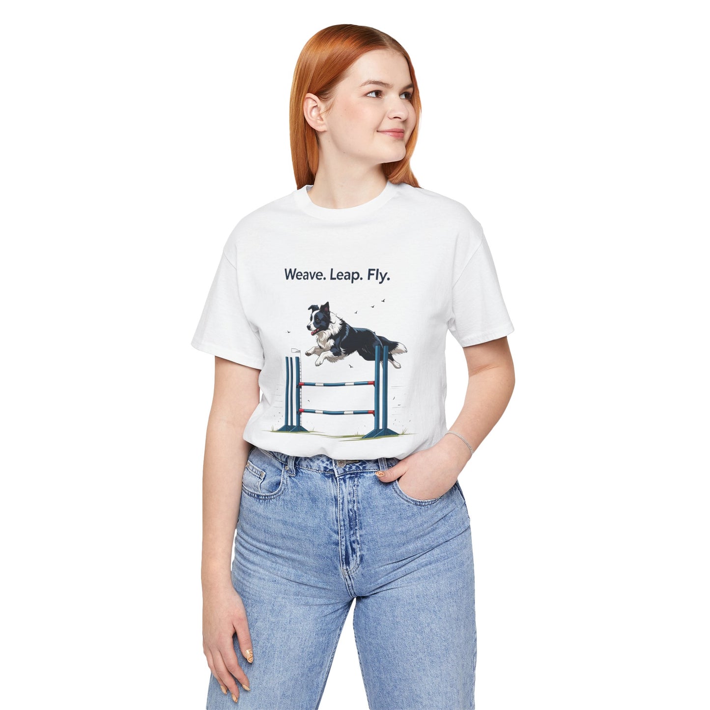 Dog Agility Spirit T-Shirt, Weave Leap Fly Tee, Gifts for Dog Lovers, Pet Enthusiasts, Animal Lovers T-Shirt, Casual Wear, Dog Show Gear