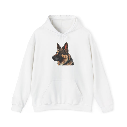 Unisex Dog Lover Hoodie With a Close Up Graphic of Black and Tan German Shepherd