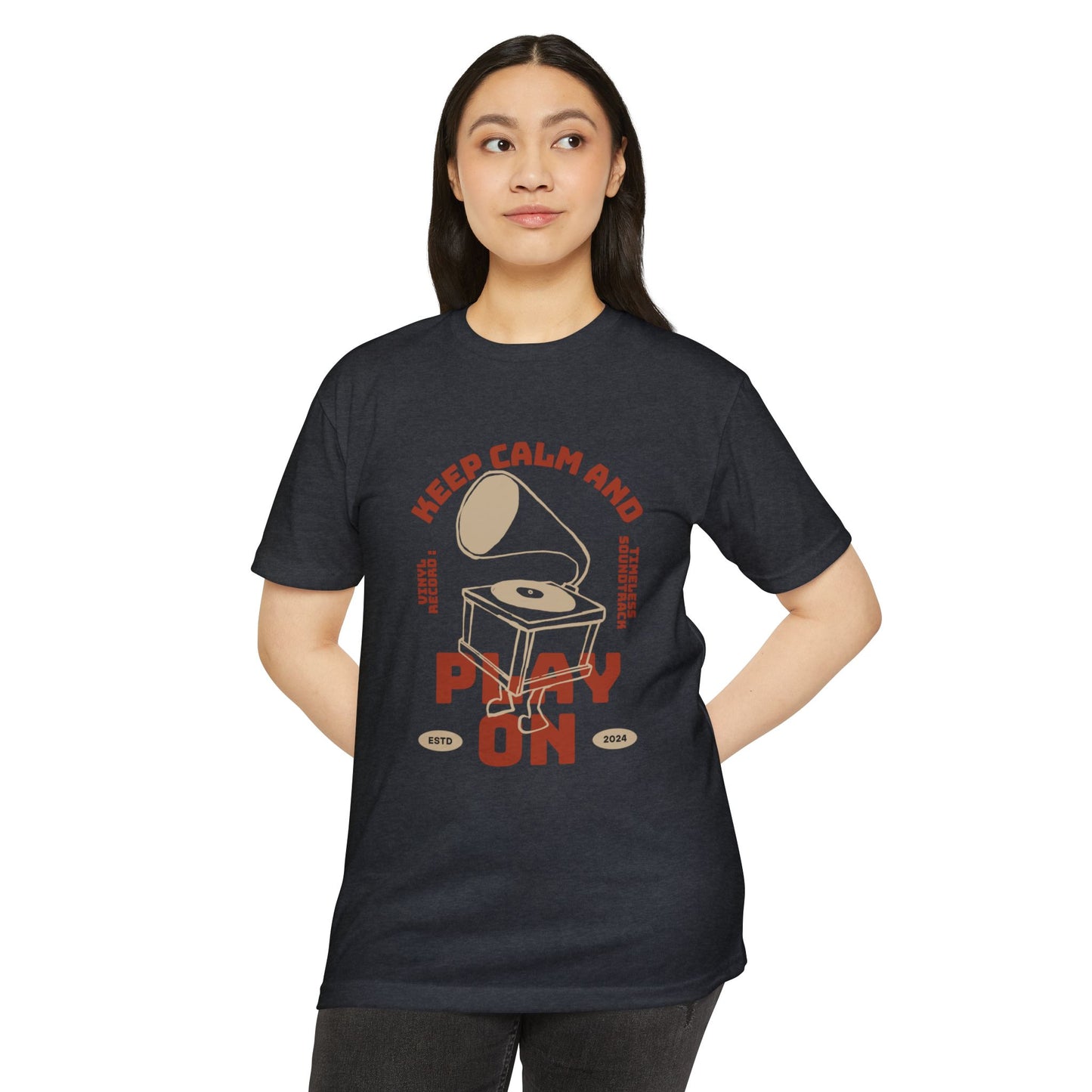 Retro Music Vibe T-Shirt, Unisex Tee, Gift for Music Lovers, Keep Calm and Play On Shirt, Casual Summer Wear, Music Themed Apparel