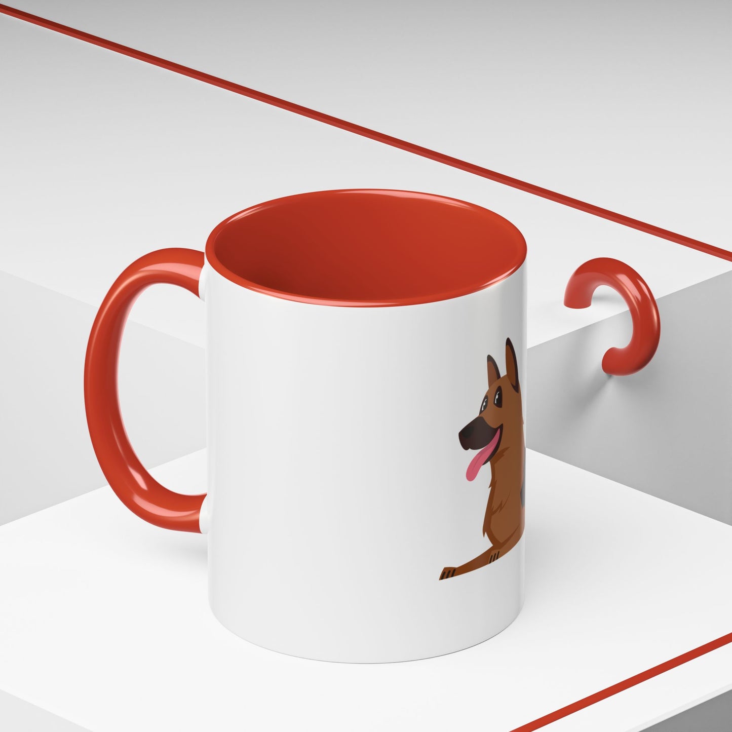 Accent Coffee Dog Lover Mug With a Cartoon of Cute German Shepherd