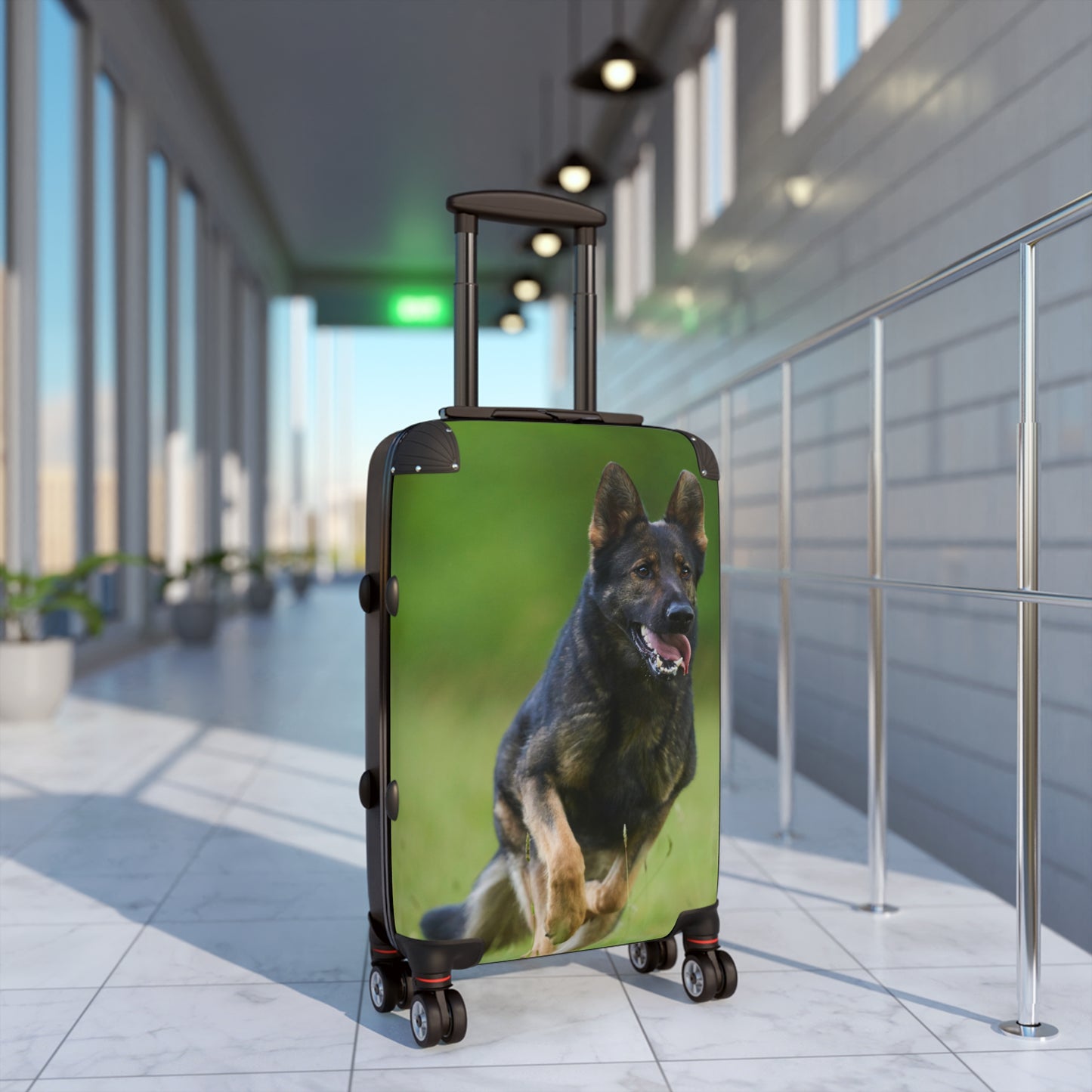 Dog Lovers Suitcase Featuring a Working Line German Shepherd Running On the Grass
