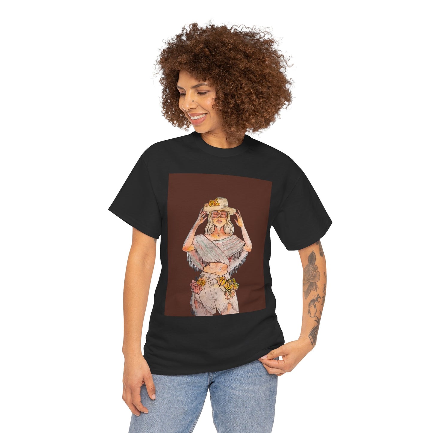 Bohemian Vibes Unisex Heavy Cotton Vintage Tee, Casual Wear, Summer Style Shirt, Gift for Her, Festival Outfit, Art-Inspired Apparel