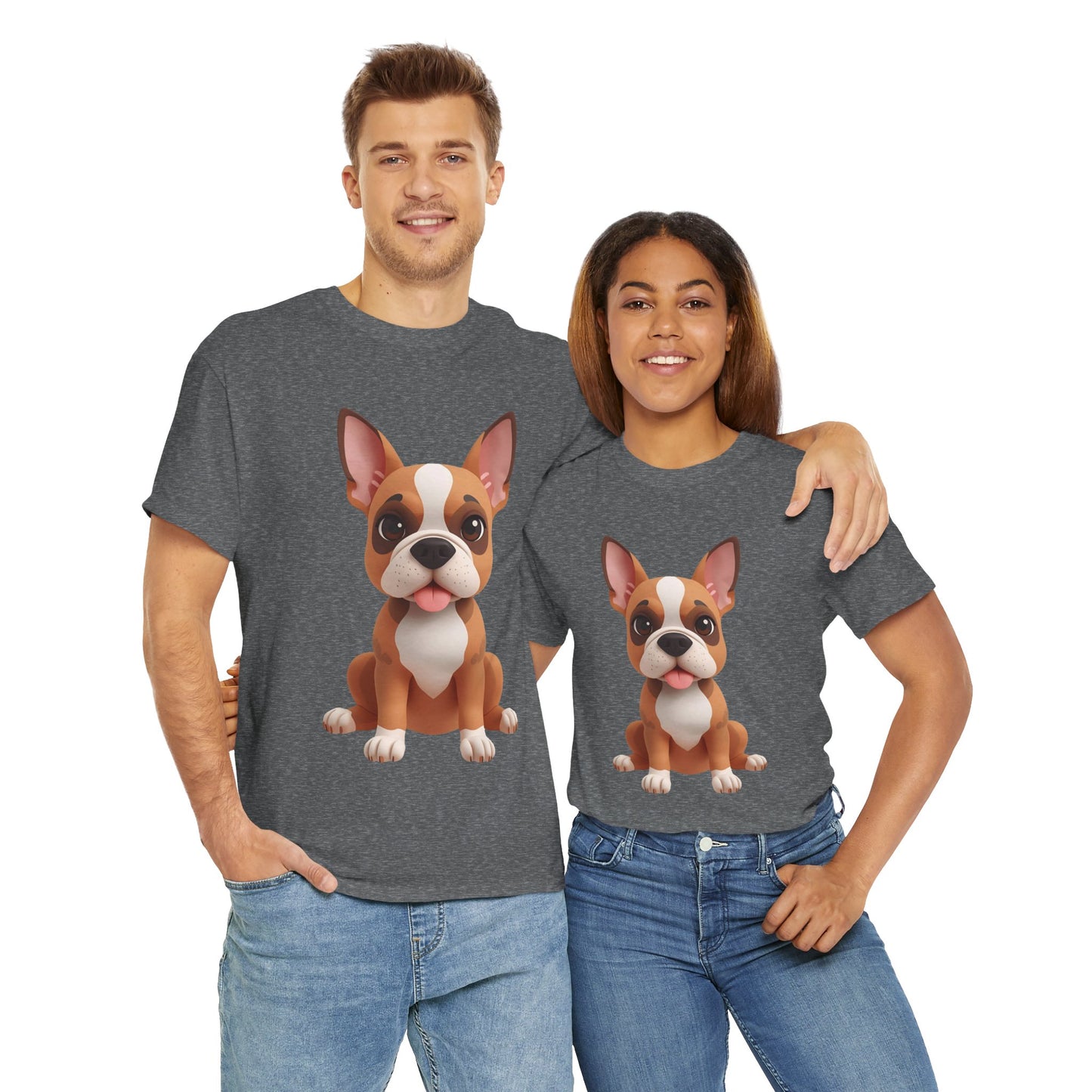 Cute 3D French Bulldog T-Shirt Unisex Heavy Cotton Tee, Dog Lover Gift