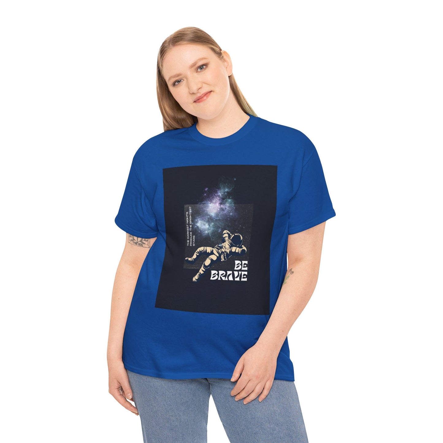 Be Brave Tee, Inspirational T-Shirt, Unisex Cotton Top, Space Graphic Shirt, Motivational Gift, Everyday Wear