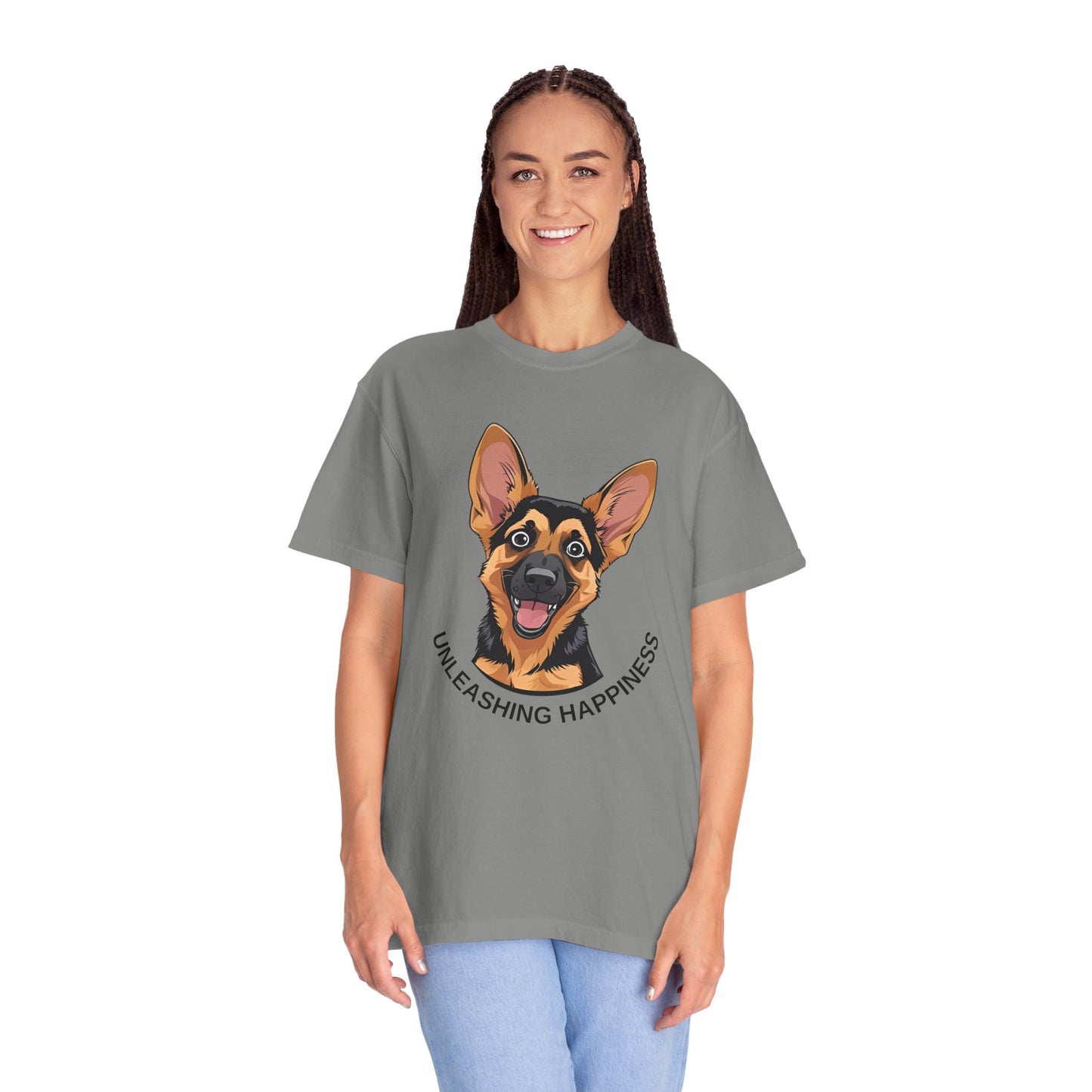 Happy Dog Graphic Tee, Unisex German Shepherd Puppy T-Shirt - Unleashing Happiness, Pet Lover Gift, Animal Lovers Apparel, Unique Dog Lover Shirt