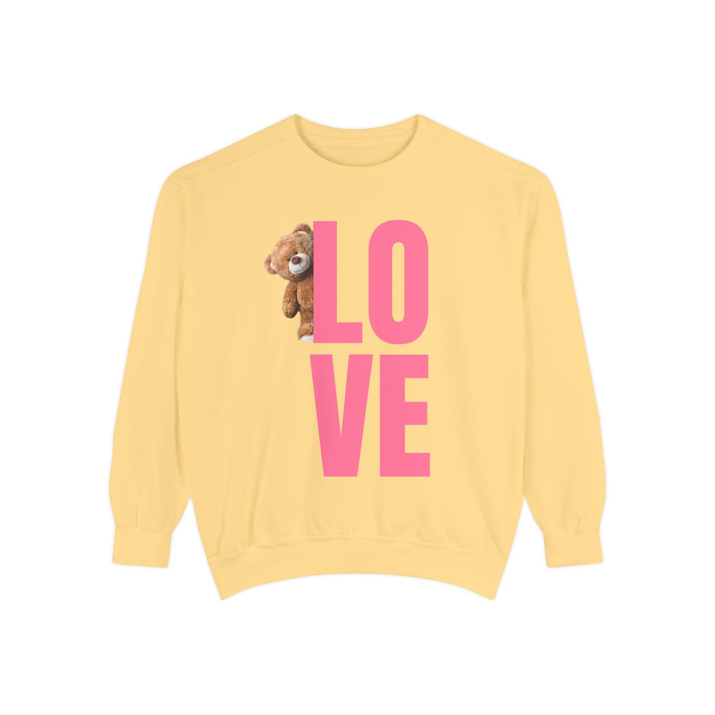 Unisex Valentine's Day Sweatshirt With Cute Brown Behind the Letter L