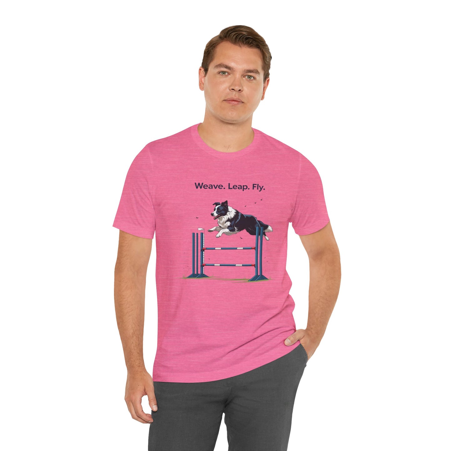 Dog Agility Spirit T-Shirt, Weave Leap Fly Tee, Gifts for Dog Lovers, Pet Enthusiasts, Animal Lovers T-Shirt, Casual Wear, Dog Show Gear