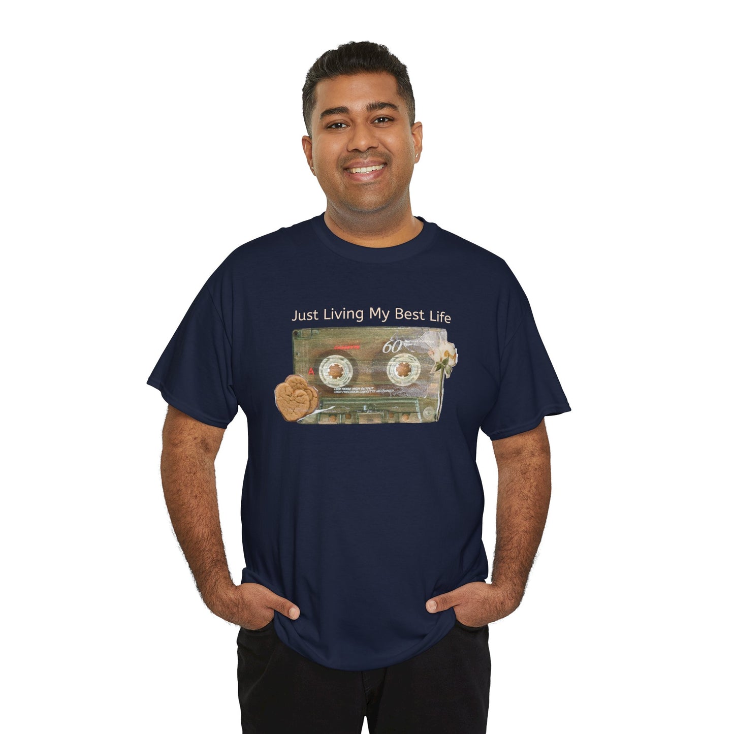 Just Living My Best Life Tee, Vintage Cassette T-Shirt, Casual Wear, Gift for Friends, Music Lover's Apparel