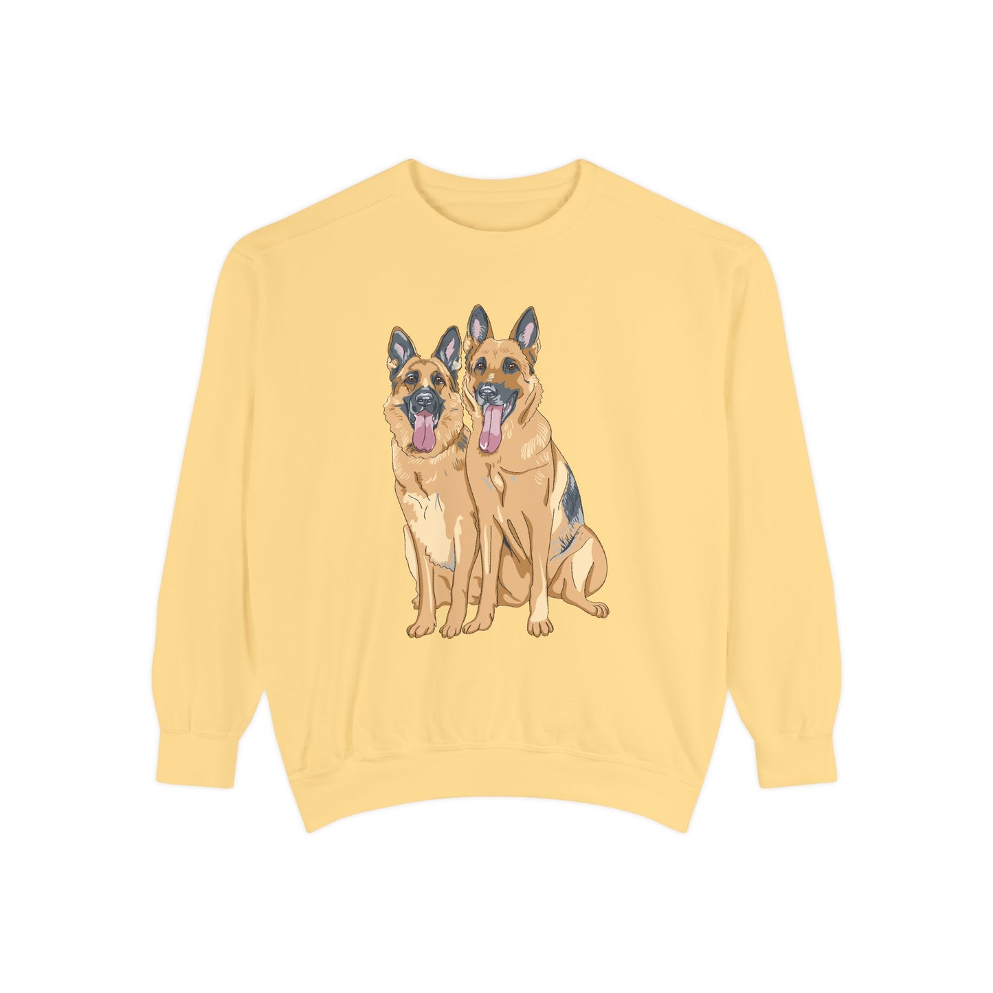 Unisex Dog Lover Sweatshirt With Graphic of Two German Shepherd Sloppily Sitting