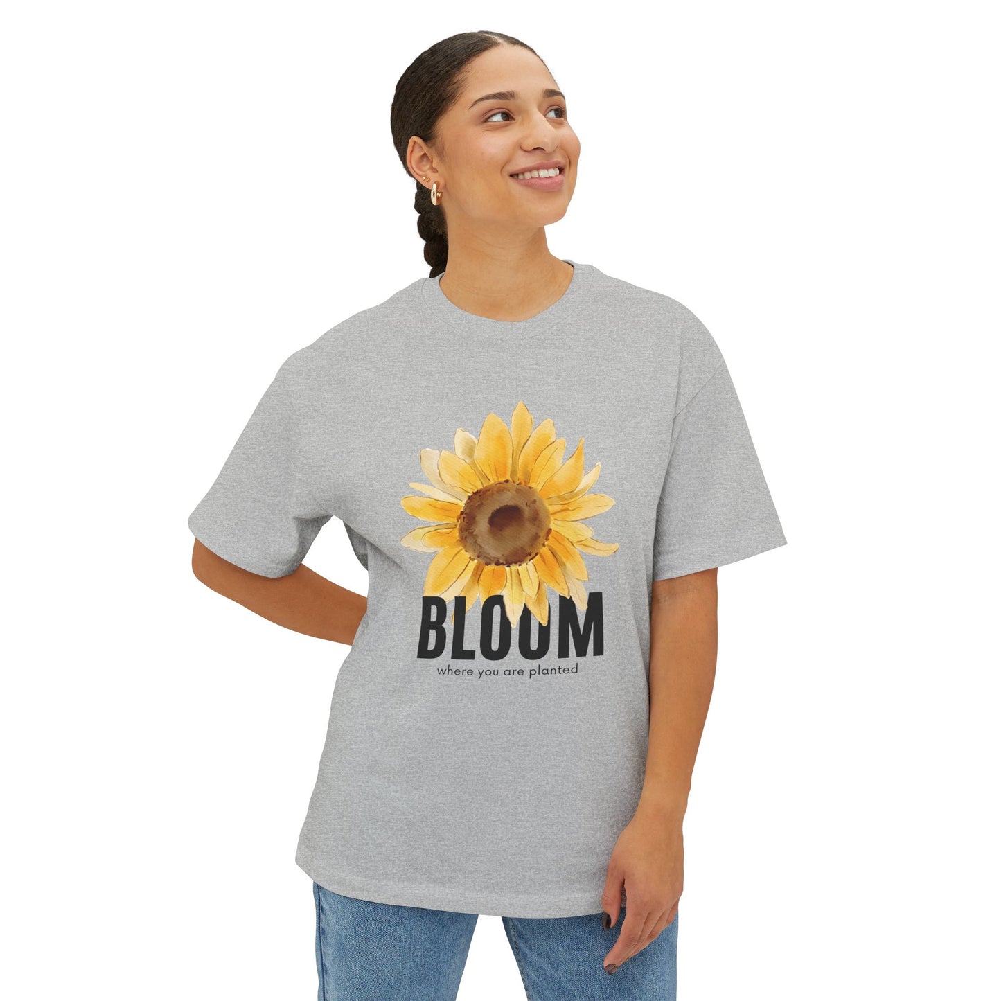 Sunflower Bloom Unisex Oversized Tee, Casual Summer Shirt, Gift for Flower Lovers, Festival Fashion, Relaxed Fit Tee