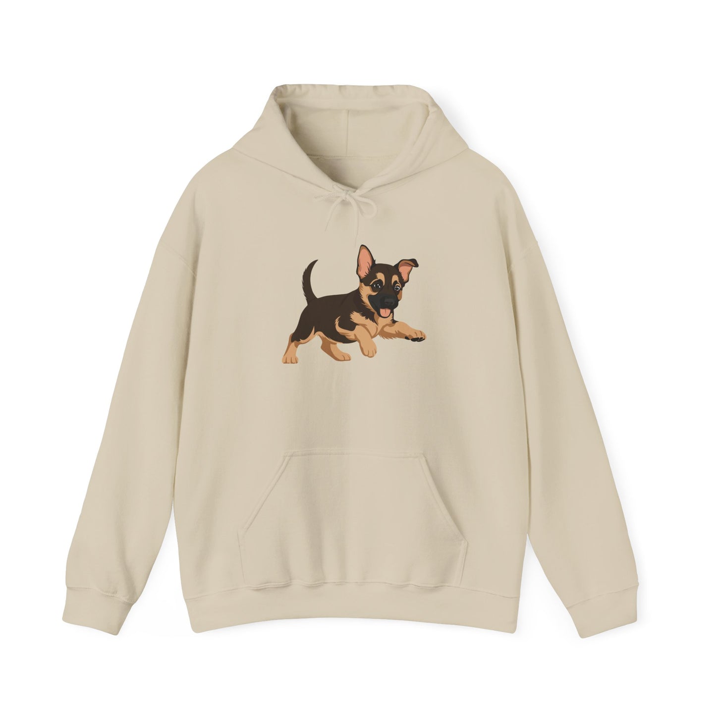 Unisex Dog Lover Hoodie With a Graphic of Cute Playing German Shepherd