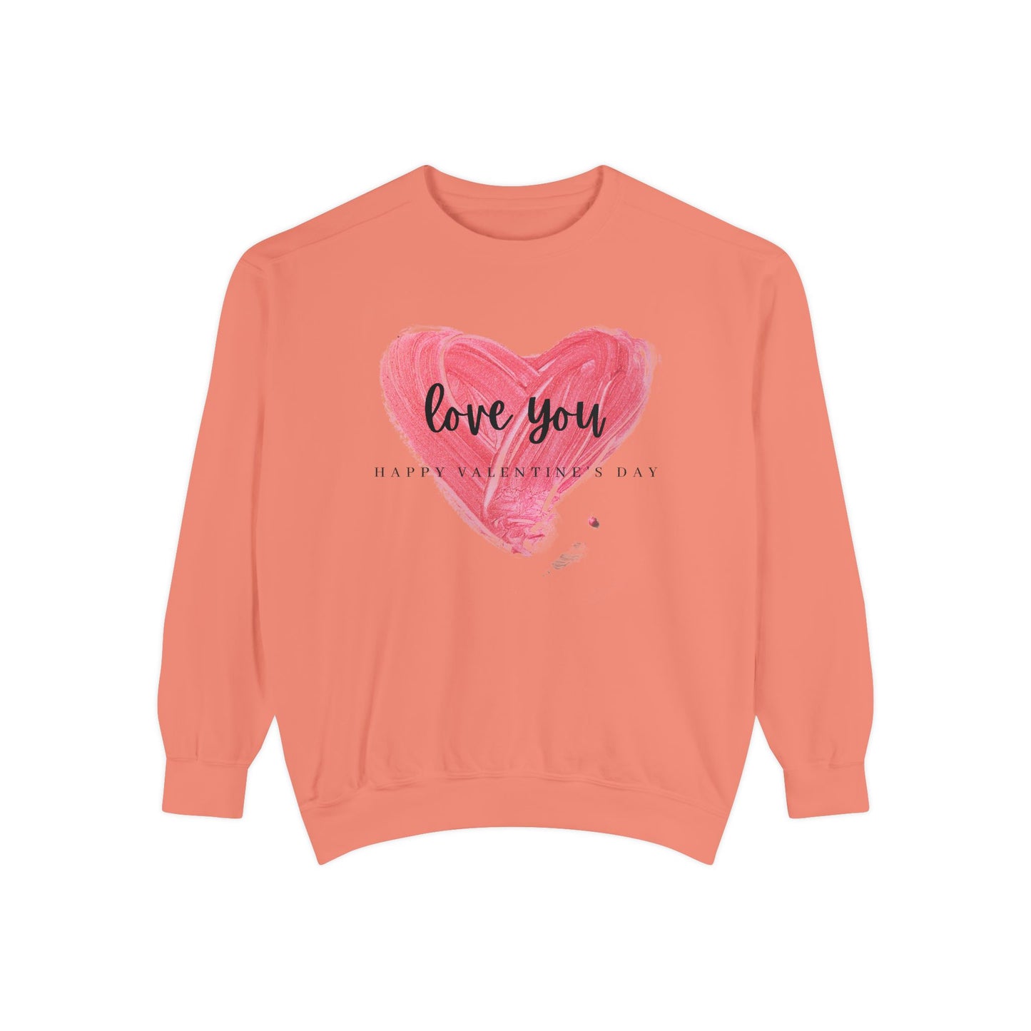 Unisex Valentine's Day Sweatshirt With Brush Art of Red Heart and Caption Love You Inside