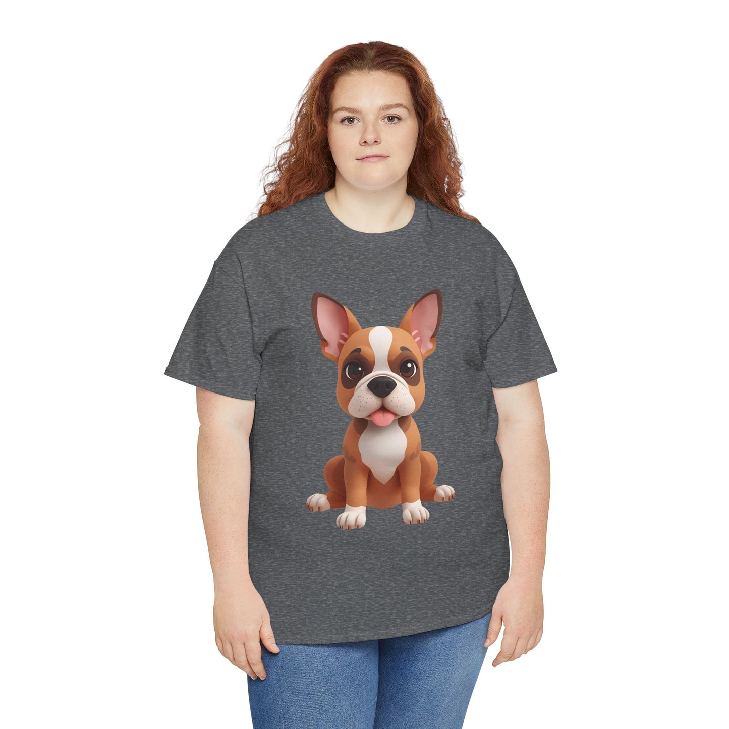 Cute 3D French Bulldog T-Shirt Unisex Heavy Cotton Tee, Dog Lover Gift