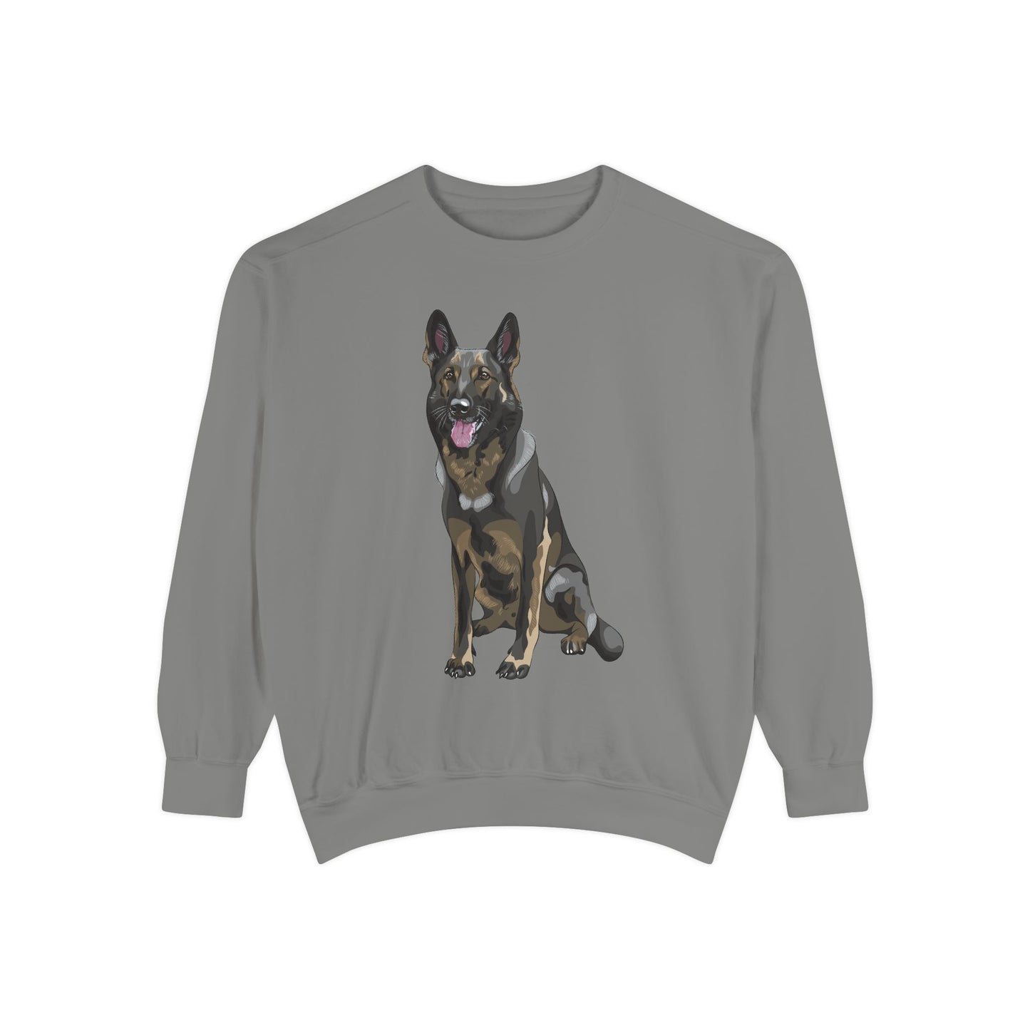 Unisex Dog Lover Sweatshirt With a Graphic of Sable German Shepherd Sloppily Sitting