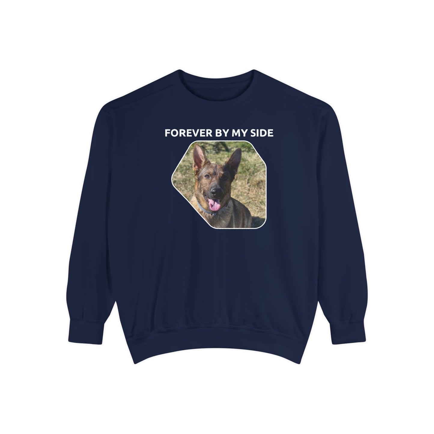 Unisex Dog Lover Sweatshirt With a Sable German Shepherd and Caption Forever By My Side