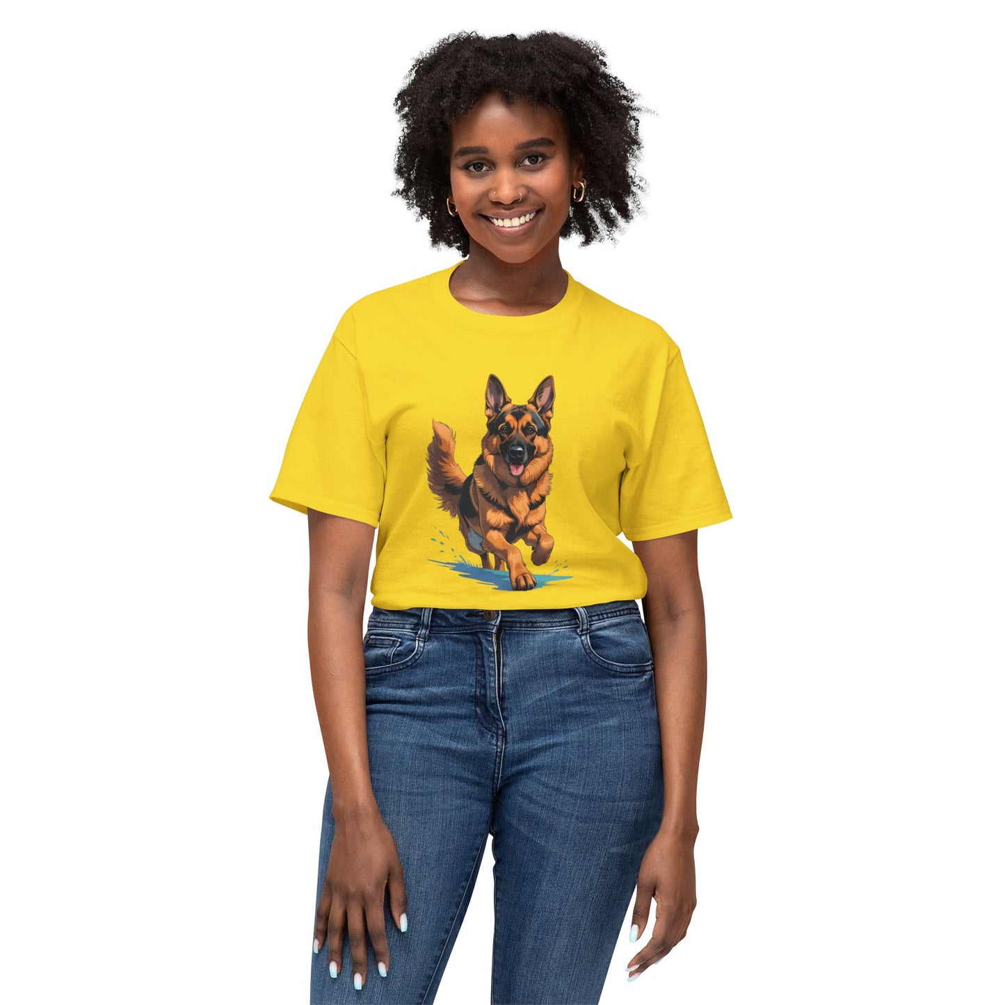 Running German Shepherd Dog Unisex HD Cotton™ T-shirt, Pet Lover Gift, Casual Wear, Animal Print Apparel, Funny Dog Shirt