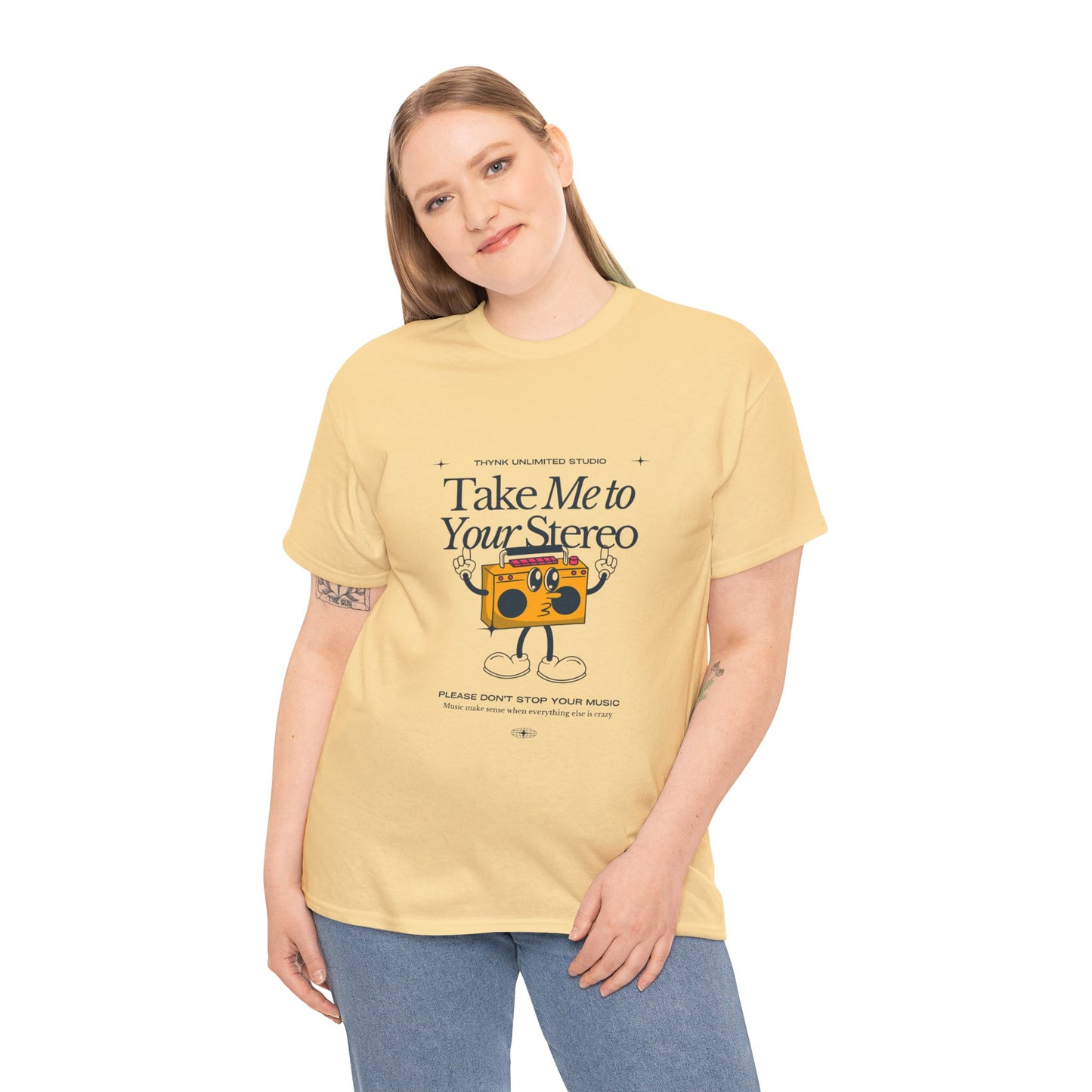 Retro Music Lover Tee - Take Me To Your Stereo, Vintage Style Shirt, Graphic T-Shirt, Unisex Cotton Top, Perfect Gift for Musicians, Summer Outfit