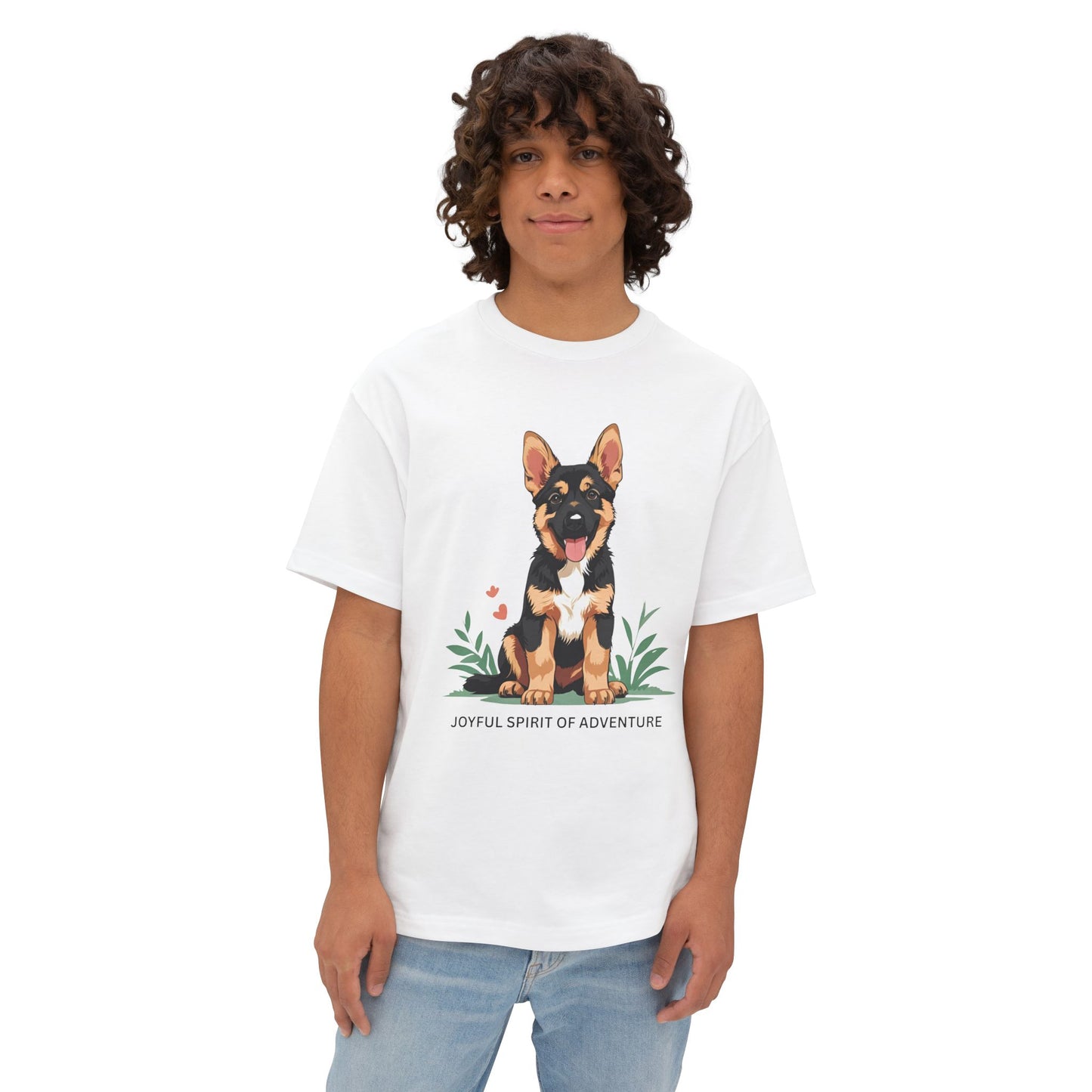 Joyful Spirit of Adventure German Shepherd Puppy Tee | Unisex Oversized Boxy T-Shirt, Pet Lover Gift, Animal Lover Apparel, Gift for Dog Owners