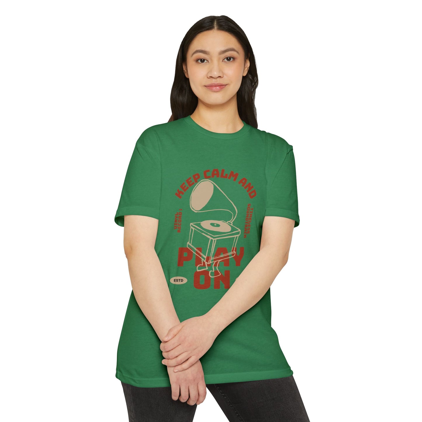 Retro Music Vibe T-Shirt, Unisex Tee, Gift for Music Lovers, Keep Calm and Play On Shirt, Casual Summer Wear, Music Themed Apparel