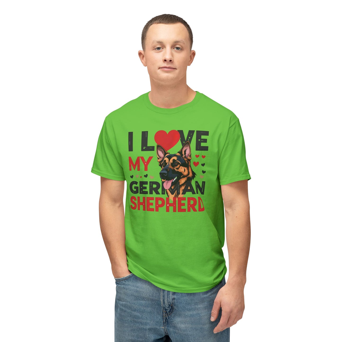 I Love My German Shepherd T-Shirt, Cute Dog Lover Gift, Pet Parent Apparel, Dog Adoption Celebration, Canine Lover's Tee