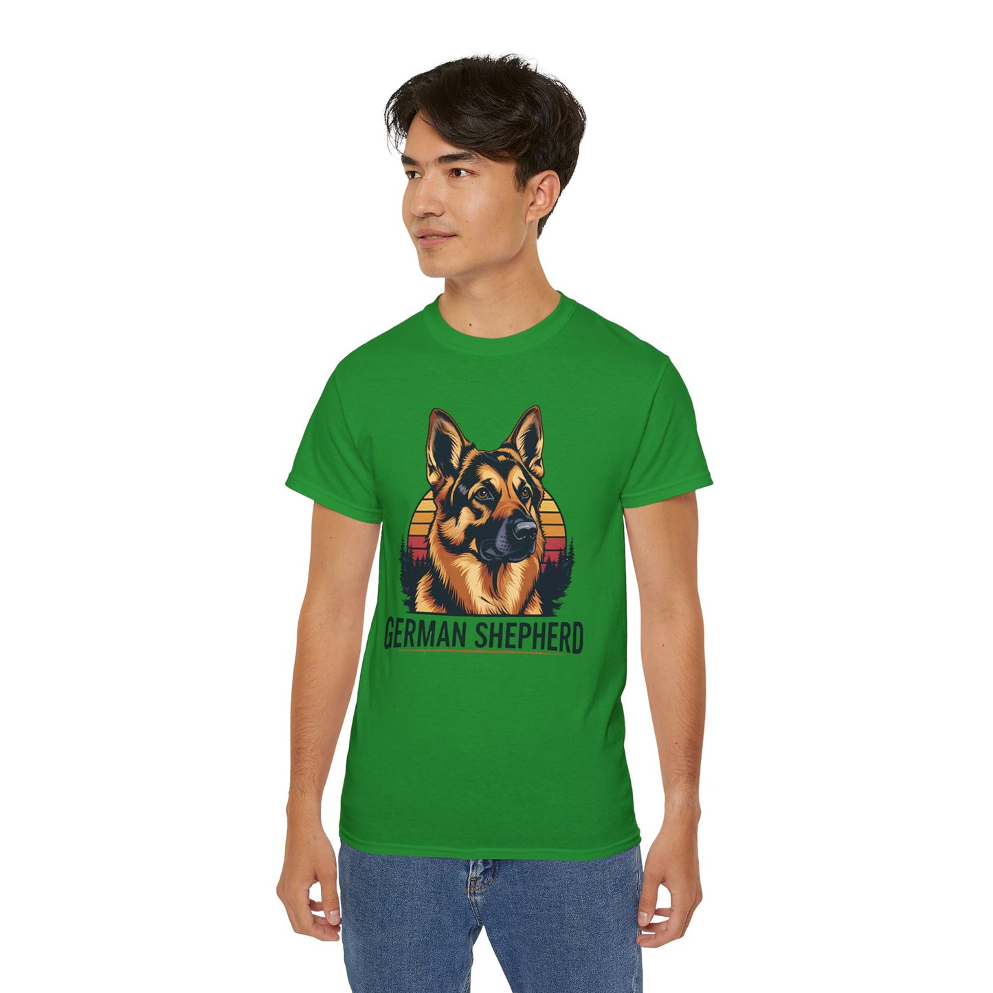 German Shepherd Ultra Cotton Tee, Dog Lover Gift, Retro Design, Pet Owner Shirt, Animal Apparel, Birthday Gift, Casual Wear