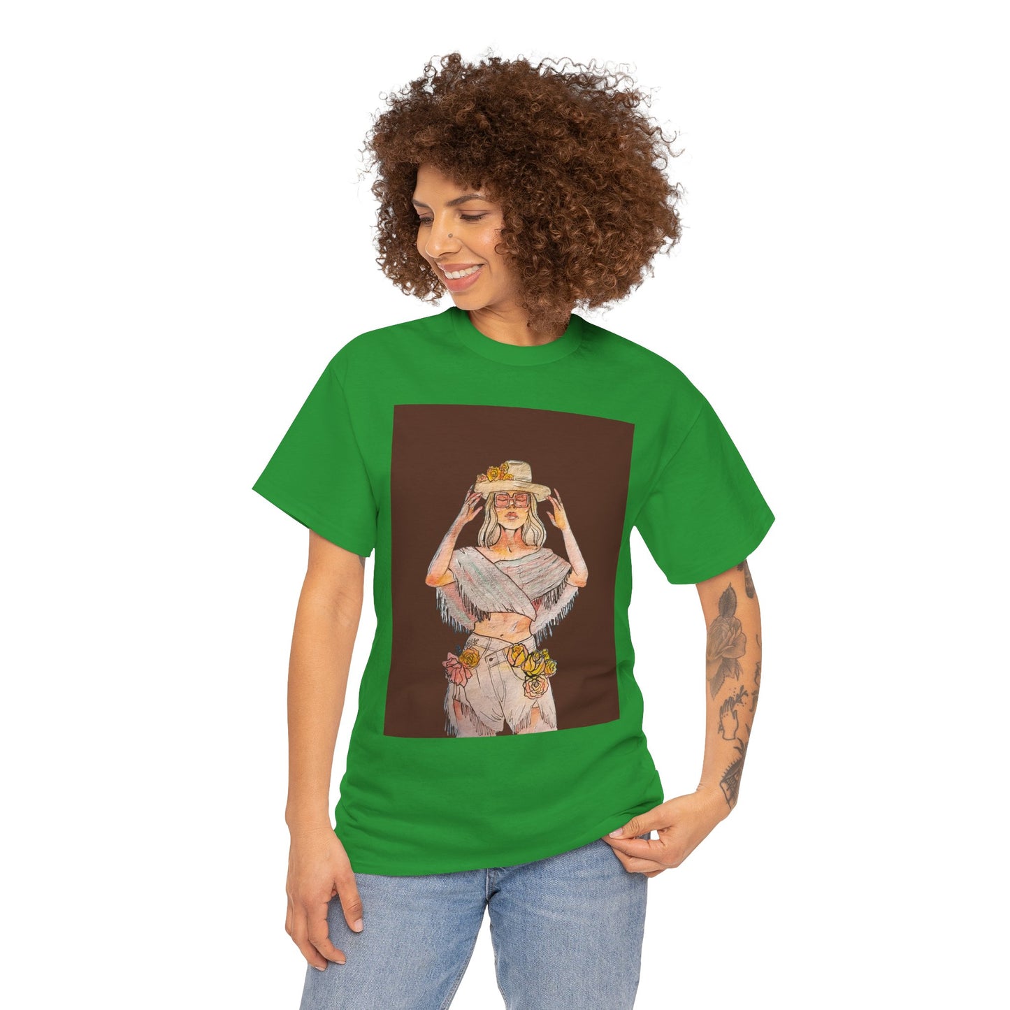 Bohemian Vibes Unisex Heavy Cotton Vintage Tee, Casual Wear, Summer Style Shirt, Gift for Her, Festival Outfit, Art-Inspired Apparel