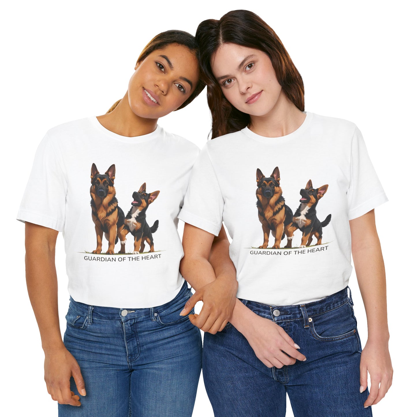 German Shepherd and Puppy Tee - Guardian of the Heart, Gifting for Pet Owners, Cute Graphic Shirt, Perfect for Birthdays, Dog-Themed Apparel
