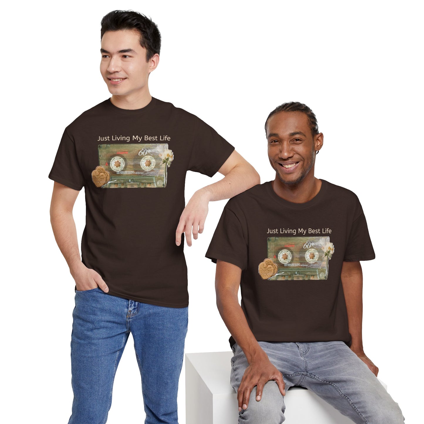 Just Living My Best Life Tee, Vintage Cassette T-Shirt, Casual Wear, Gift for Friends, Music Lover's Apparel