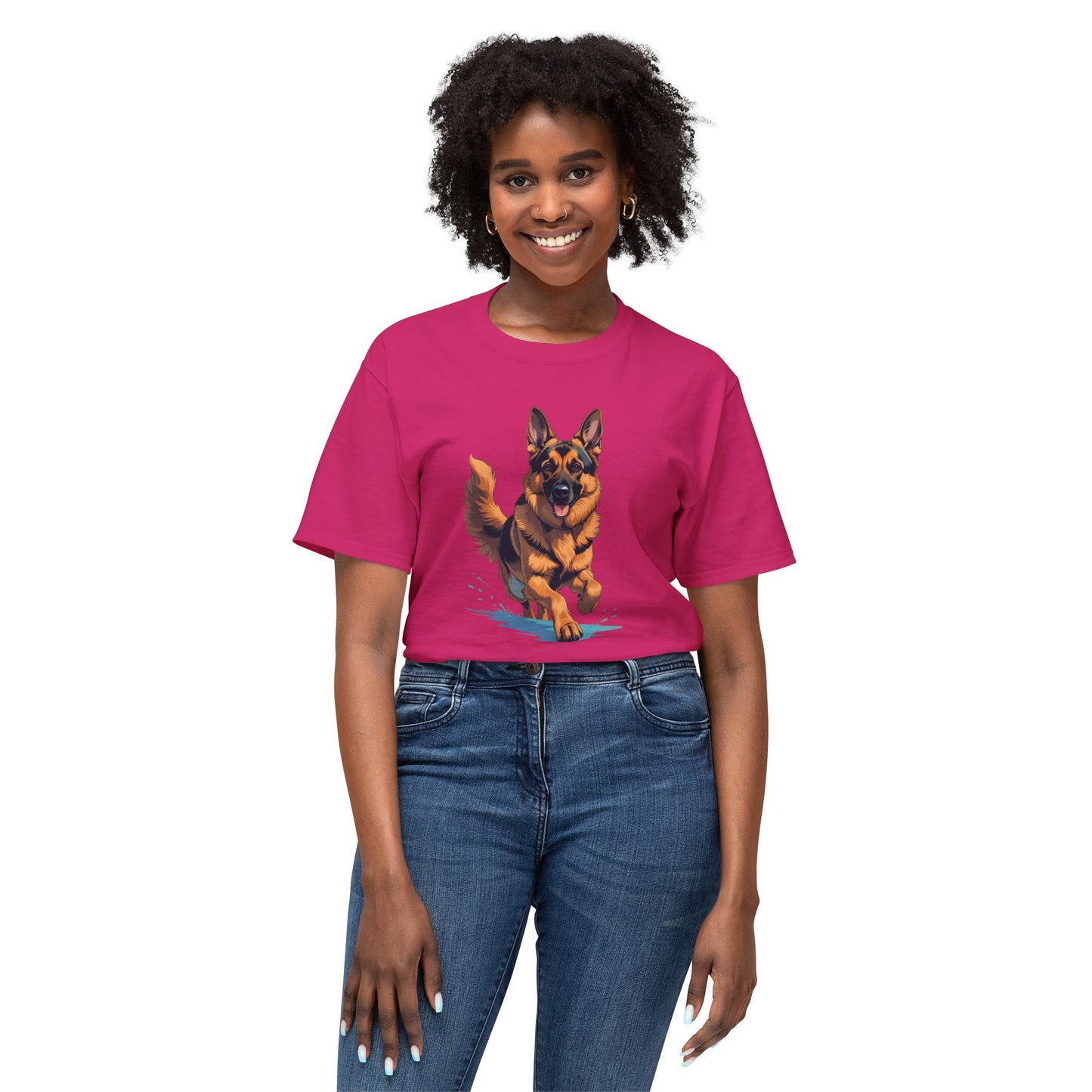 Running German Shepherd Dog Unisex HD Cotton™ T-shirt, Pet Lover Gift, Casual Wear, Animal Print Apparel, Funny Dog Shirt