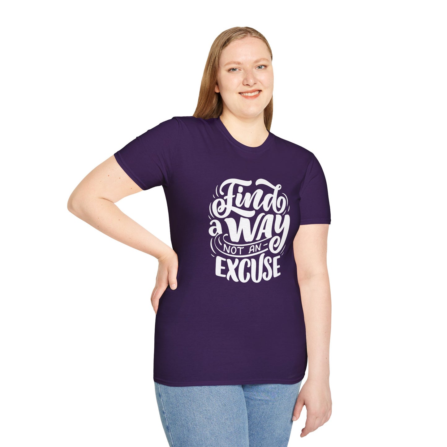 Inspirational Unisex T-Shirt - Find a Way Not an Excuse, Motivational Tee, Gift for Friends, Casual Wear, Year-Round Style