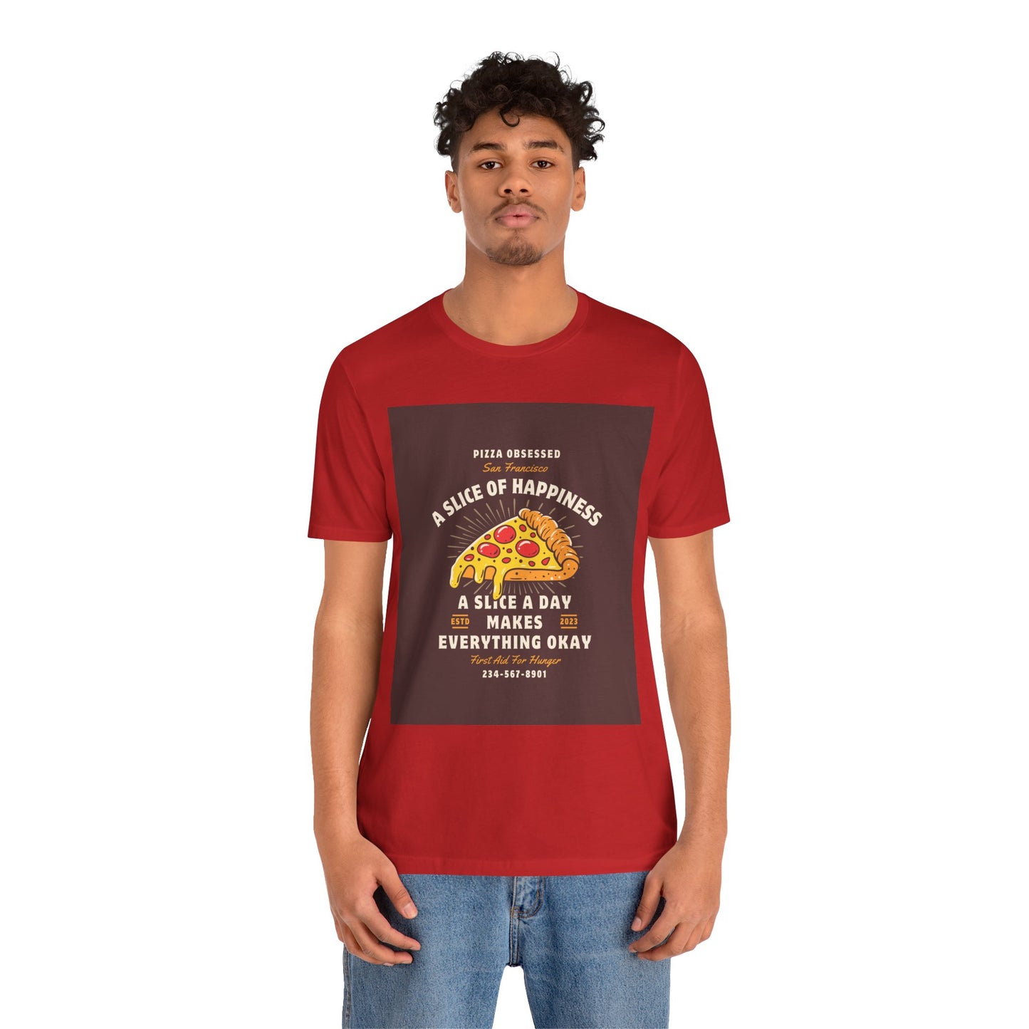 Pizza Lover's Happiness Tee, Fun Unisex T-Shirt, Casual Wear, Gift for Foodies, Pizza Party Attire, Comfortable Daily Shirt