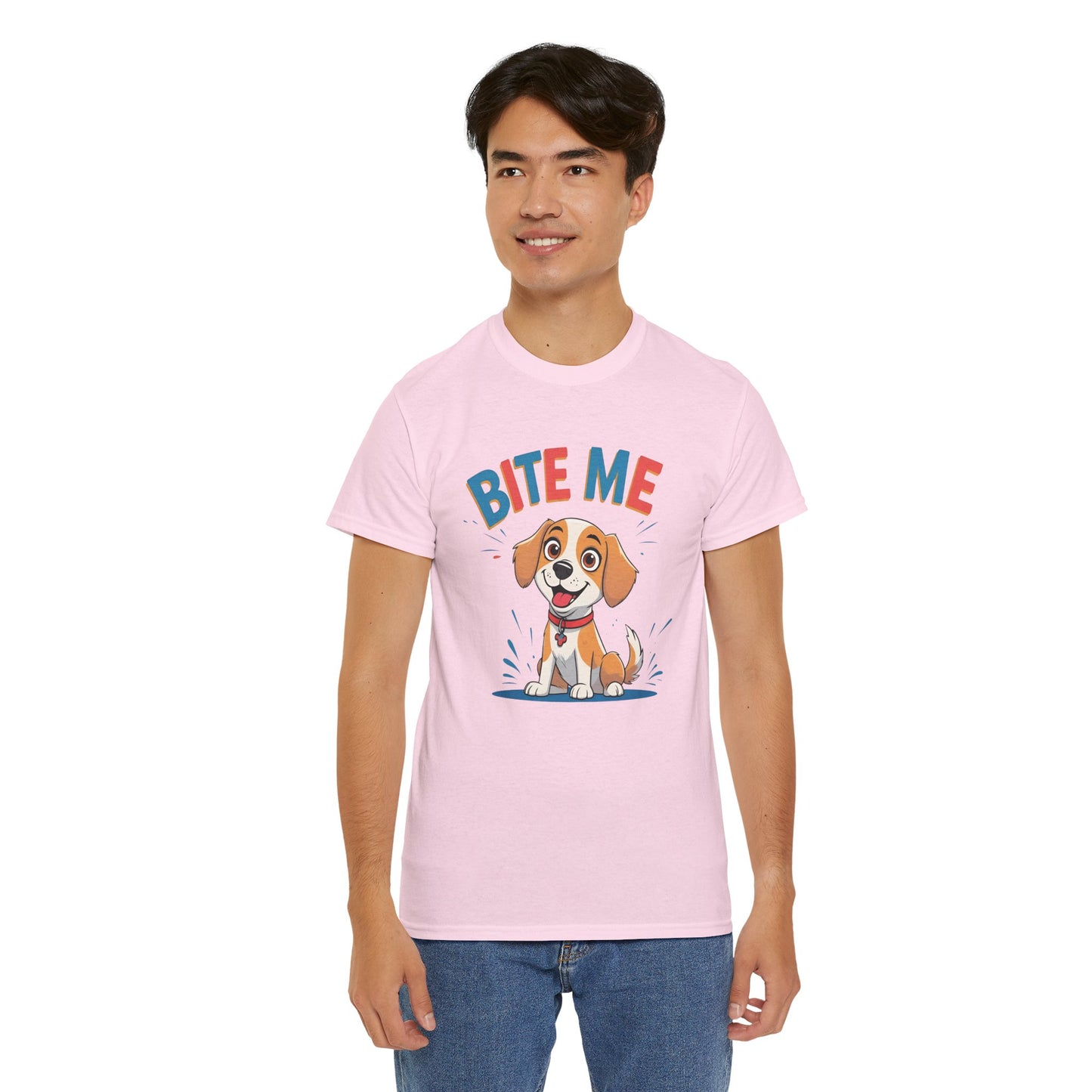 Playful Dog Lover Tee, Bite Me Unisex Cotton T-Shirt for Dog Trainers, Funny Gift for Dog Lovers, Cute Dog Apparel