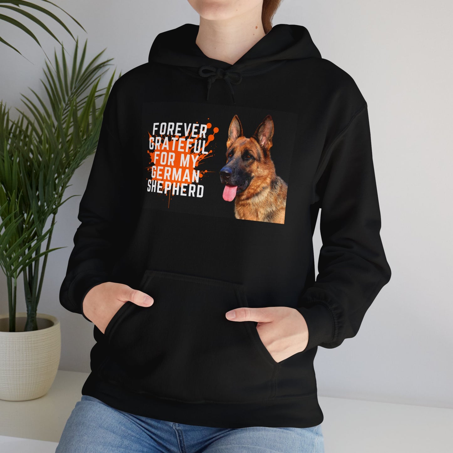 Unisex Dog Lover Hoodie With a German Shepherd and Quote Forever Grateful for My German Shepherd
