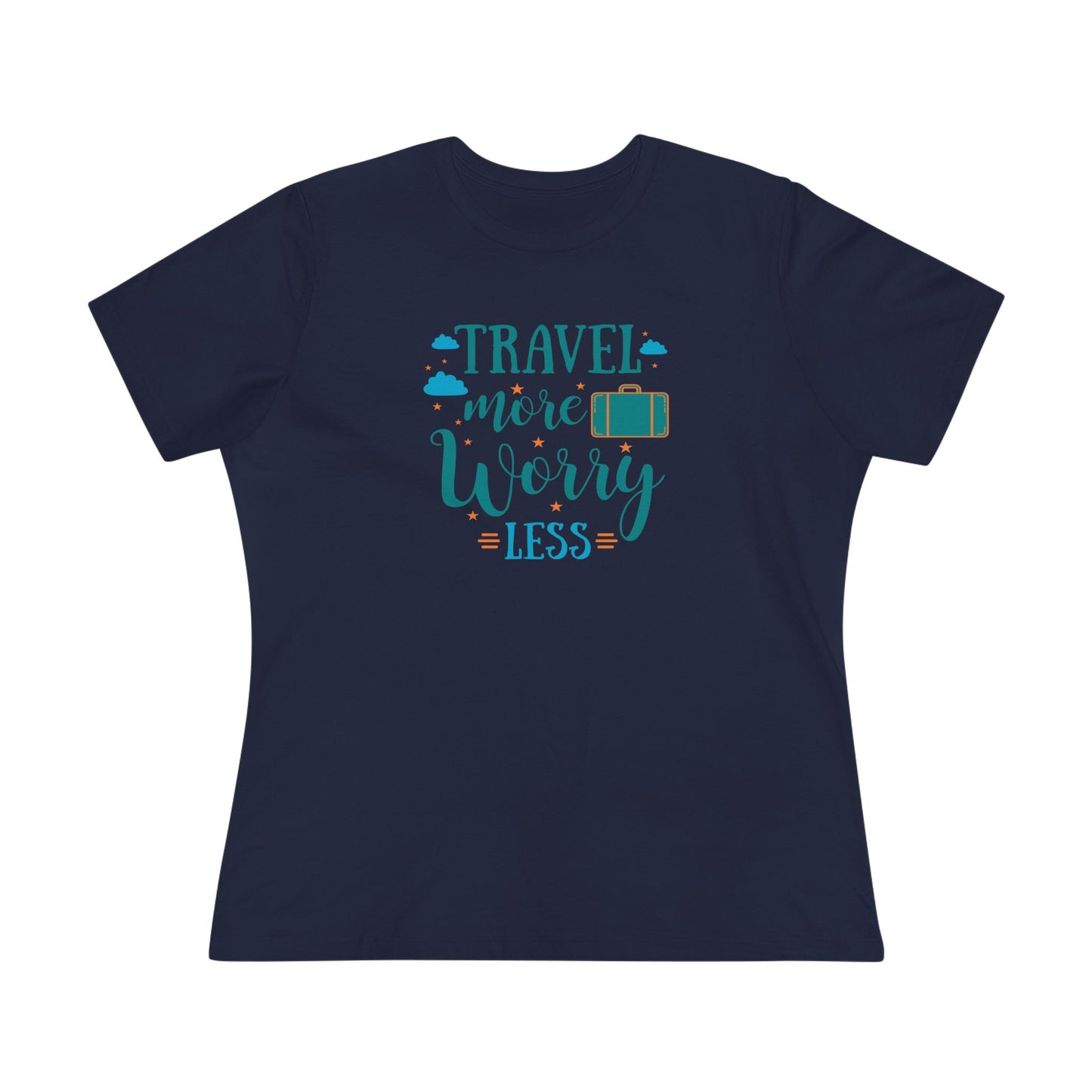 Travel More Worry Less Women's Cotton Tee, Travel Shirt, Vacation Top, Adventure Tee, Gift for Travelers