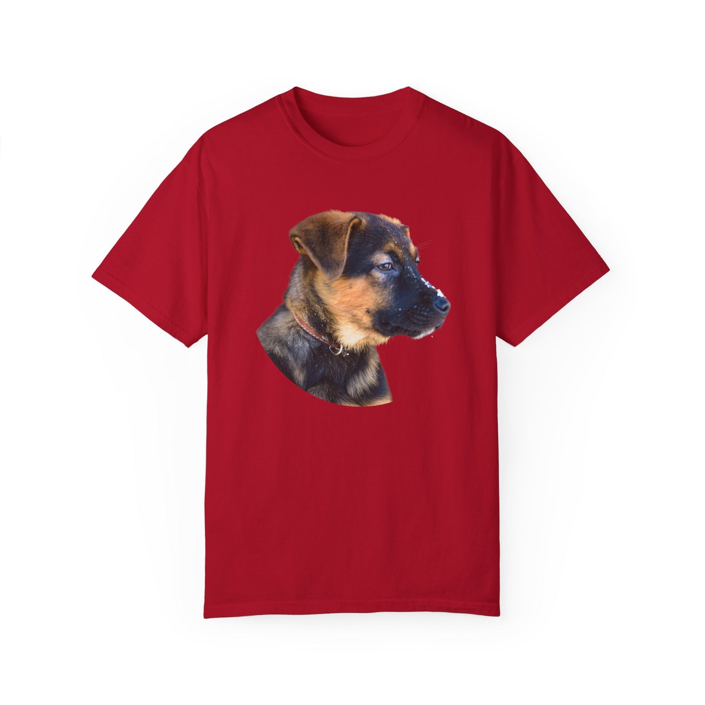 Unisex T-Shirt With Close Up Face of German Shepherd Puppy With Floppy Ears