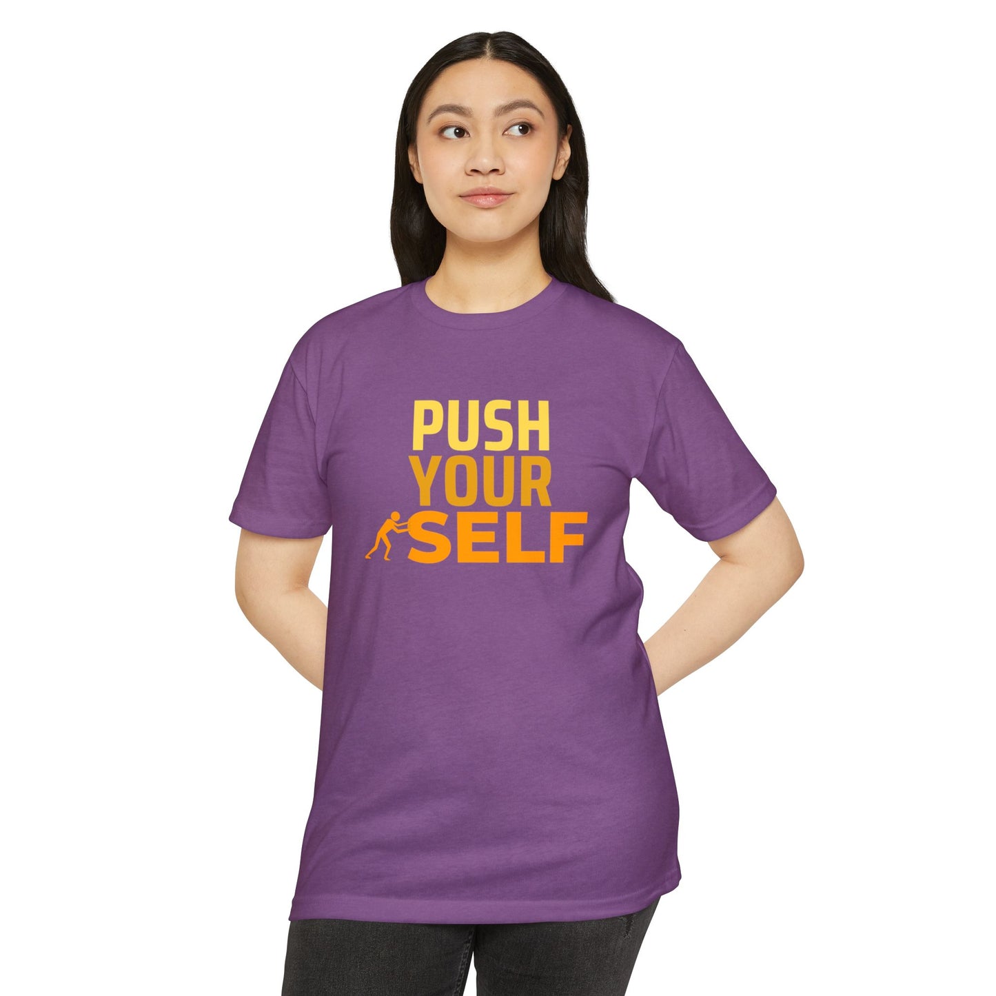 Motivational Fitness T-Shirt – "Push Your Self" - Cool Graphic Tee, Workout Shirt, Gift for Gym Lovers, Unisex Activewear, Casual Wear