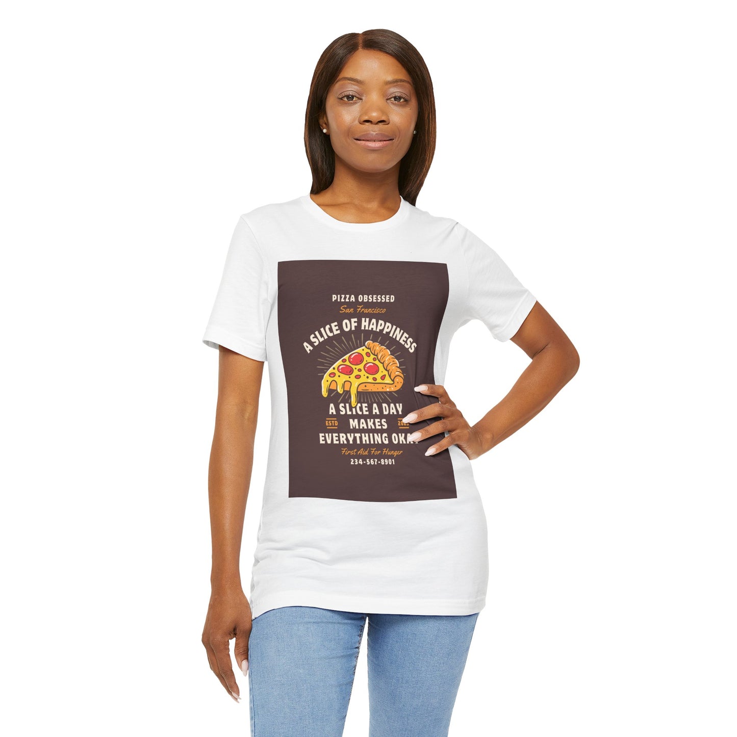Pizza Lover's Happiness Tee, Fun Unisex T-Shirt, Casual Wear, Gift for Foodies, Pizza Party Attire, Comfortable Daily Shirt
