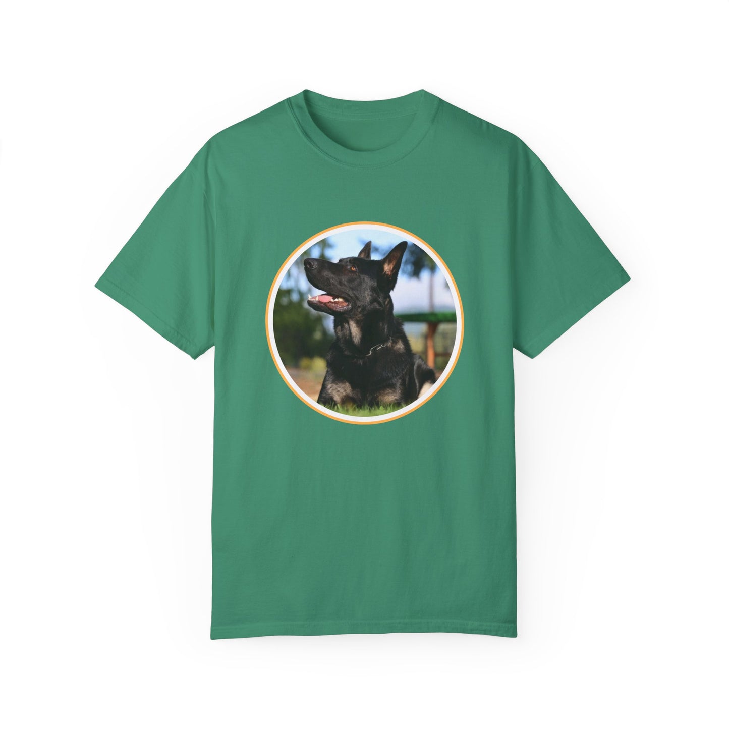Unisex T-Shirt With Bicolor Working Line German Shepherd Sitting On The Ground