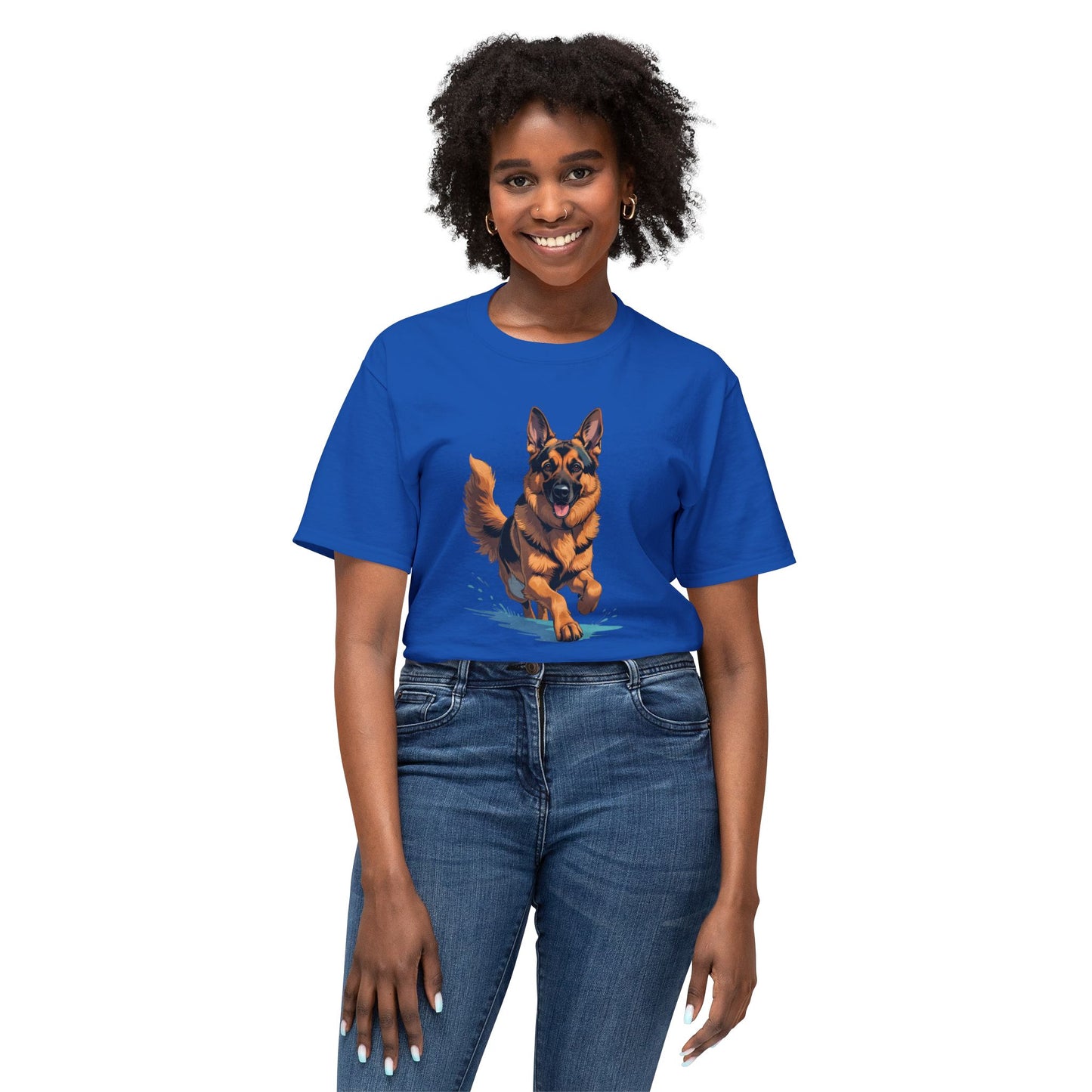 Running German Shepherd Dog Unisex HD Cotton™ T-shirt, Pet Lover Gift, Casual Wear, Animal Print Apparel, Funny Dog Shirt