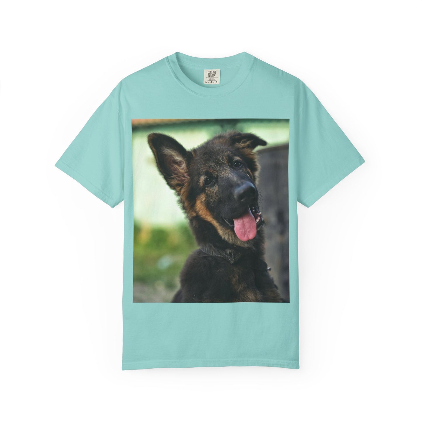 Happy Dog Graphic Unisex T-Shirt Featuring Cute German Shepherd Puppy
