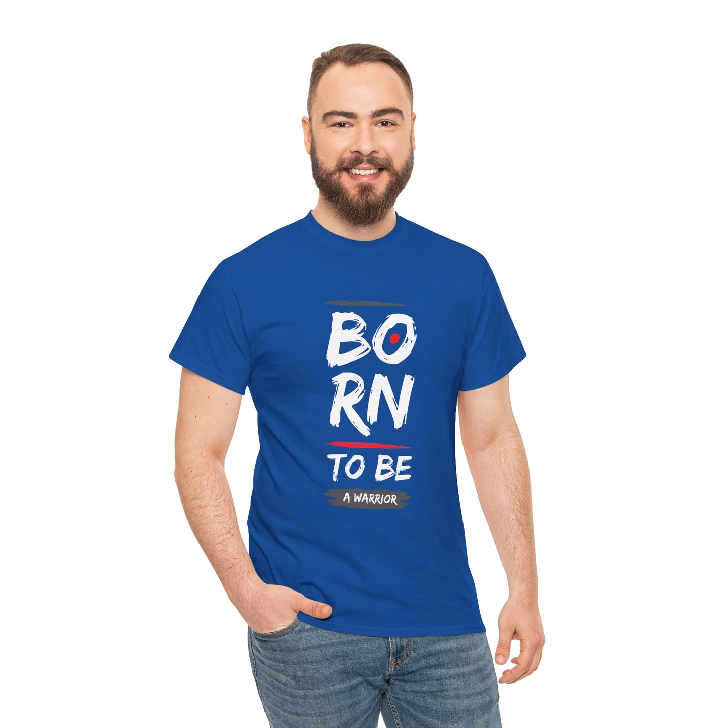 Born to Be a Warrior Unisex Heavy Cotton Tee, Inspirational Shirt for Veterans, Motivational Gift, Fitness Apparel, Casual Wear