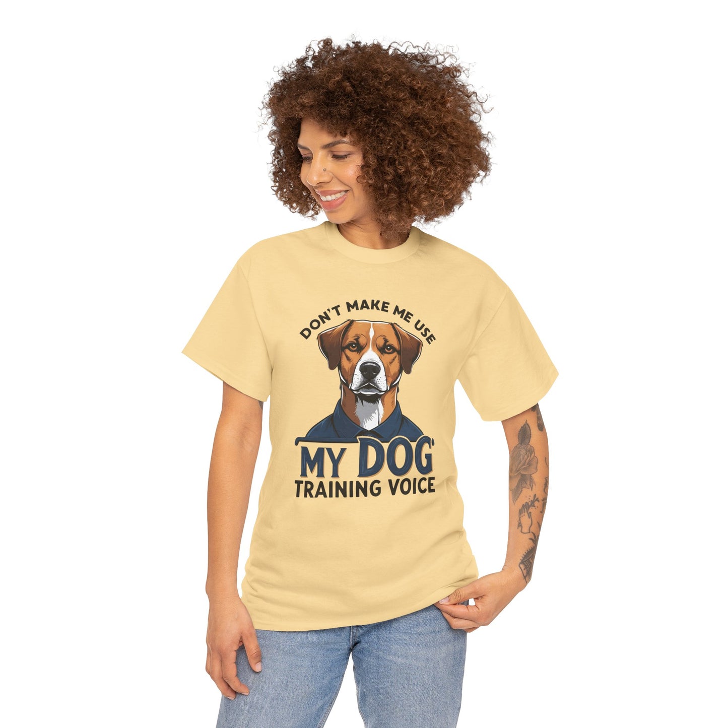 Dog Training T-Shirt - Don't Make Me Use My Dog Training Voice | Perfect Gift for Dog Owners, Casual Wear, Funny Dog Humor Shirt, Pet Training Apparel
