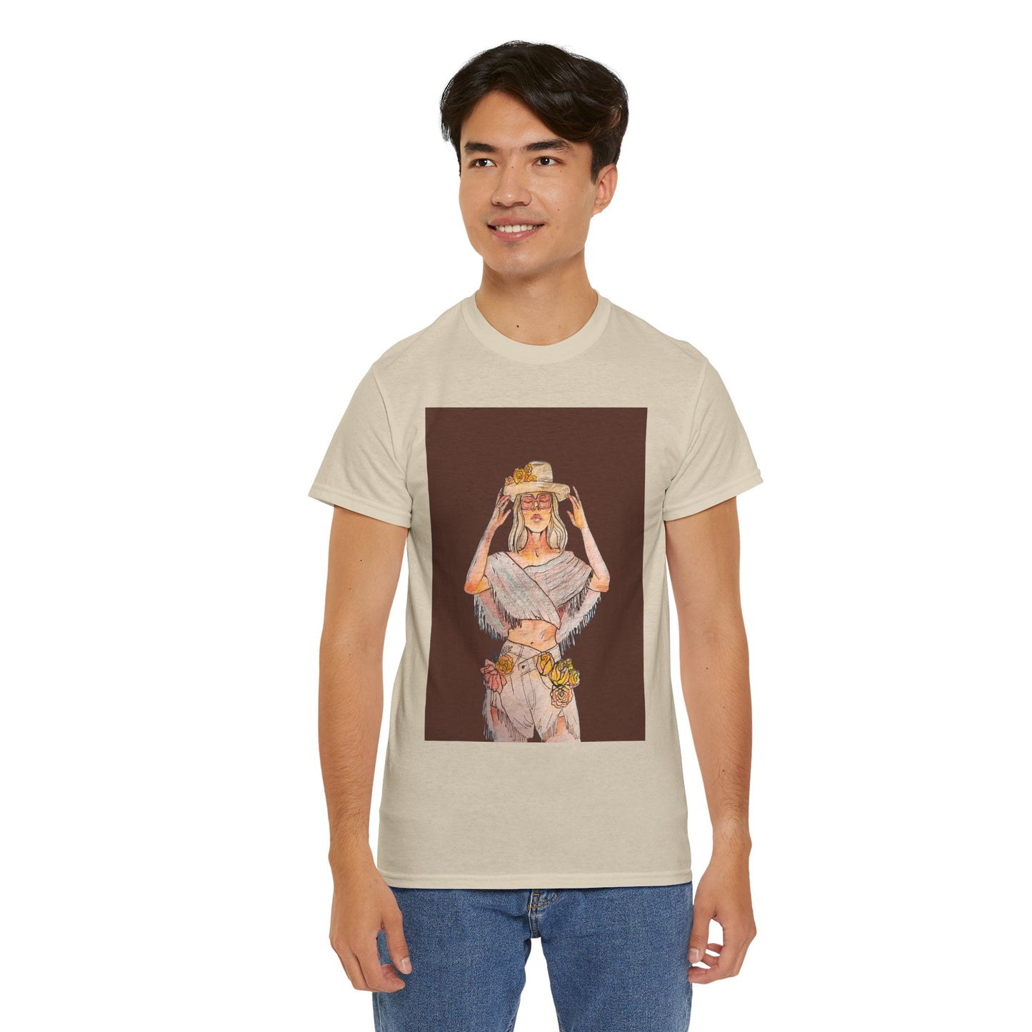 Bohemian Vibes Unisex Heavy Cotton Vintage Tee, Casual Wear, Summer Style Shirt, Gift for Her, Festival Outfit, Art-Inspired Apparel