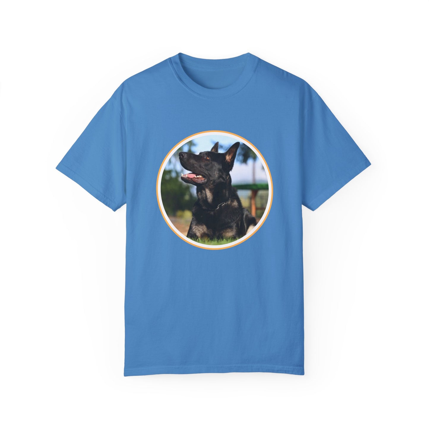 Unisex T-Shirt With Bicolor Working Line German Shepherd Sitting On The Ground