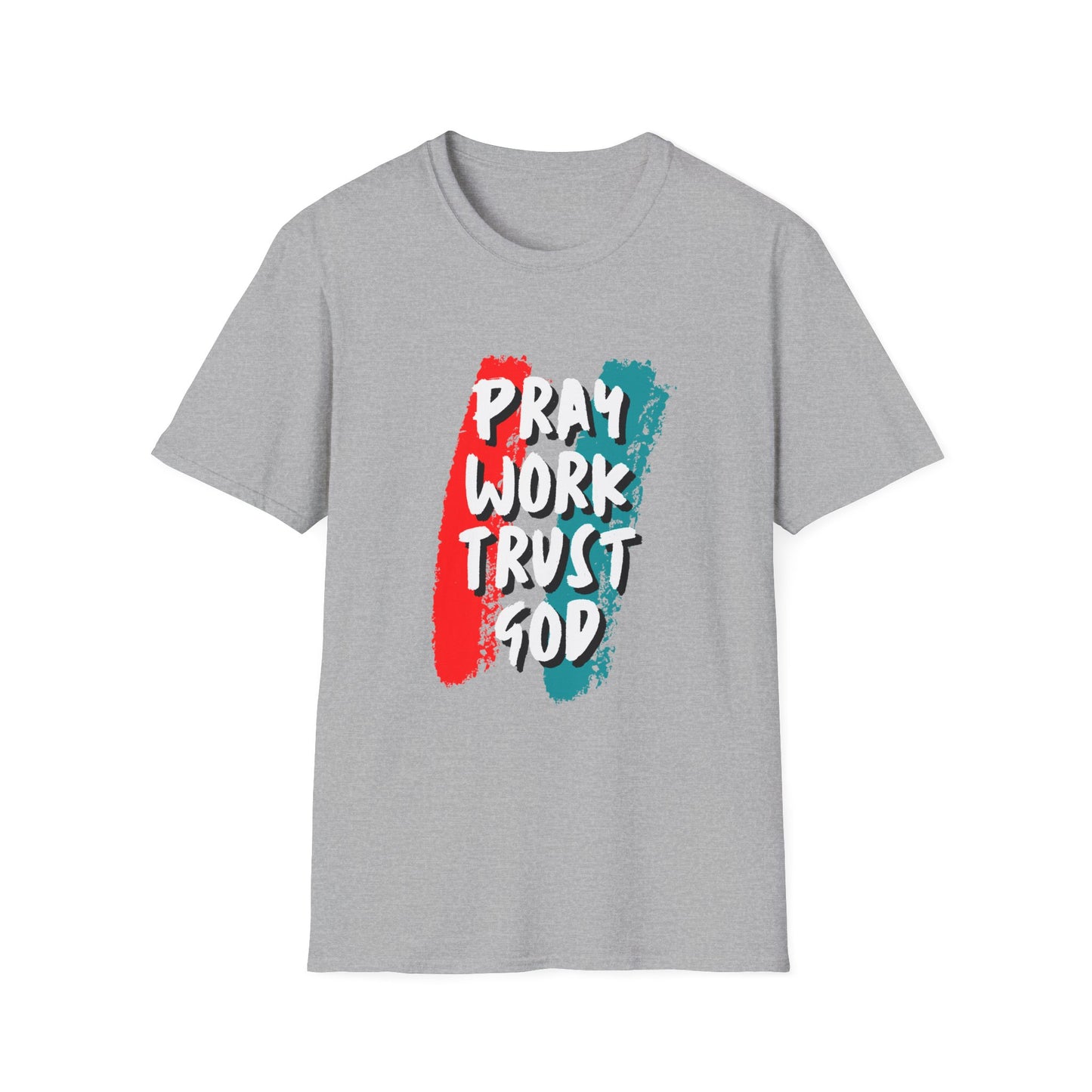 Inspiration Unisex T-Shirt - Pray, Work, Trust God, Motivational Tee, Faith-Based Apparel, Casual Wear, Gift for Believers, Christian Clothing